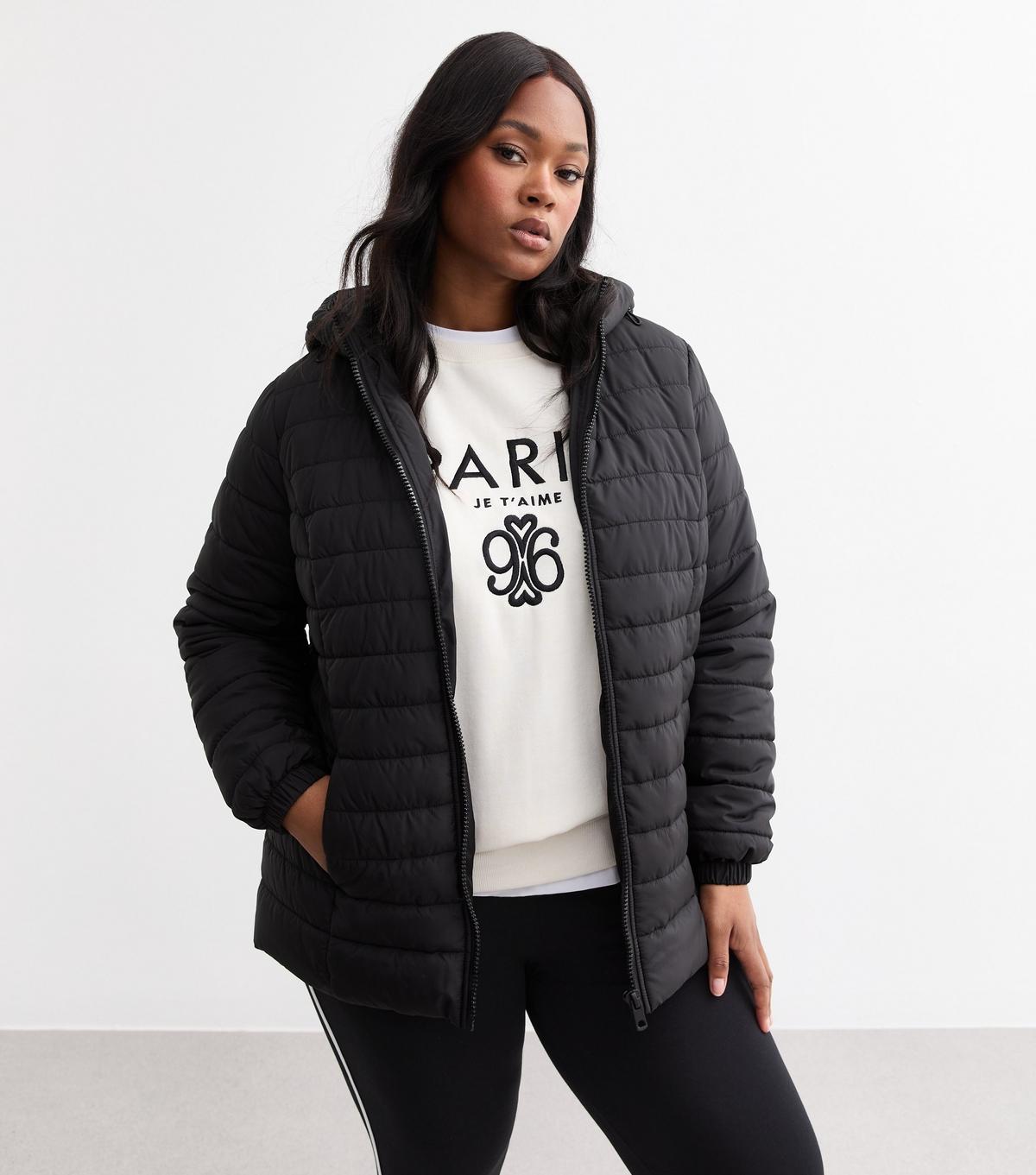 New Look Plus Size Hooded Longline Puffer Coat Curves in Black Lyst UK