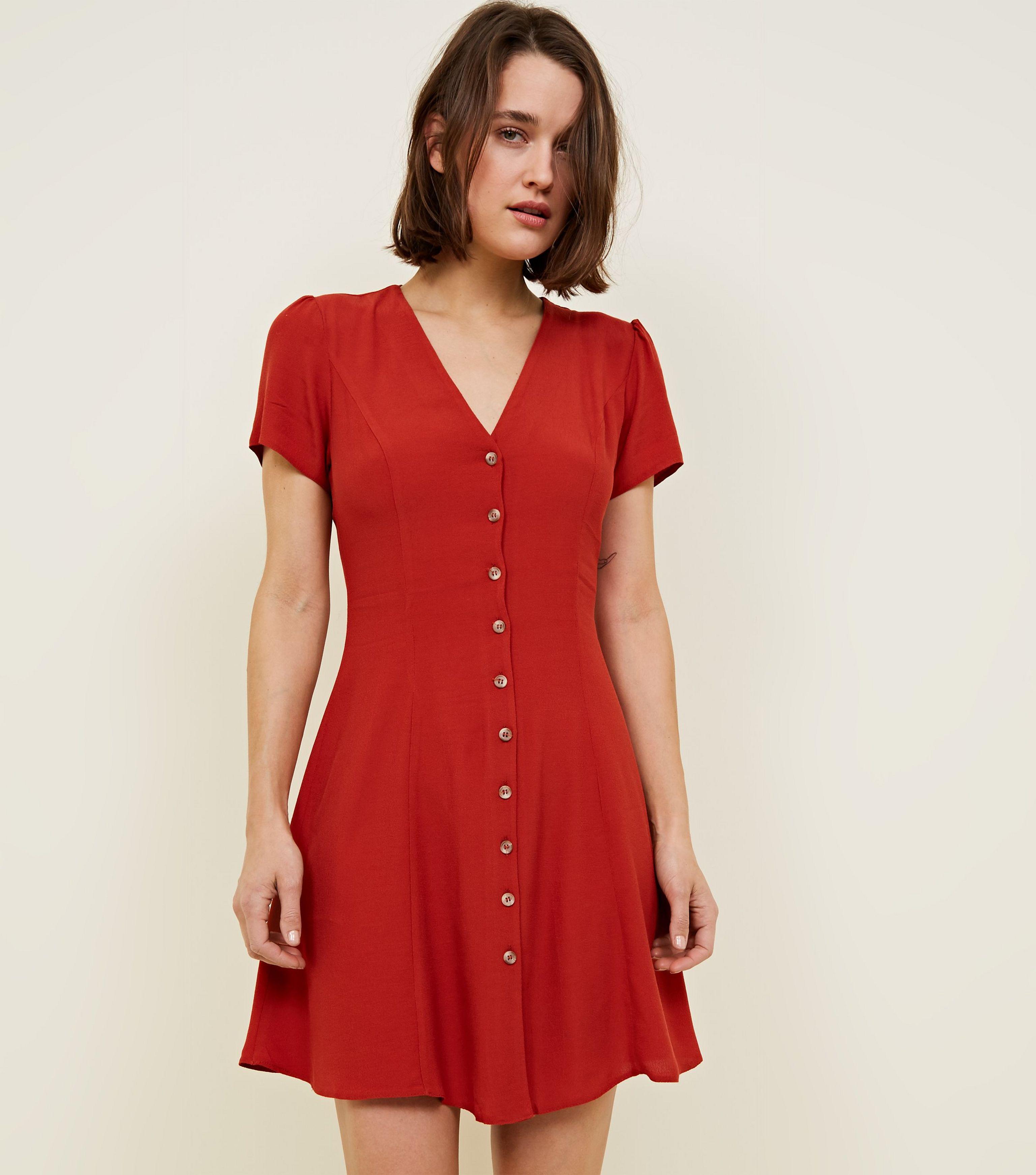 rust tea dress