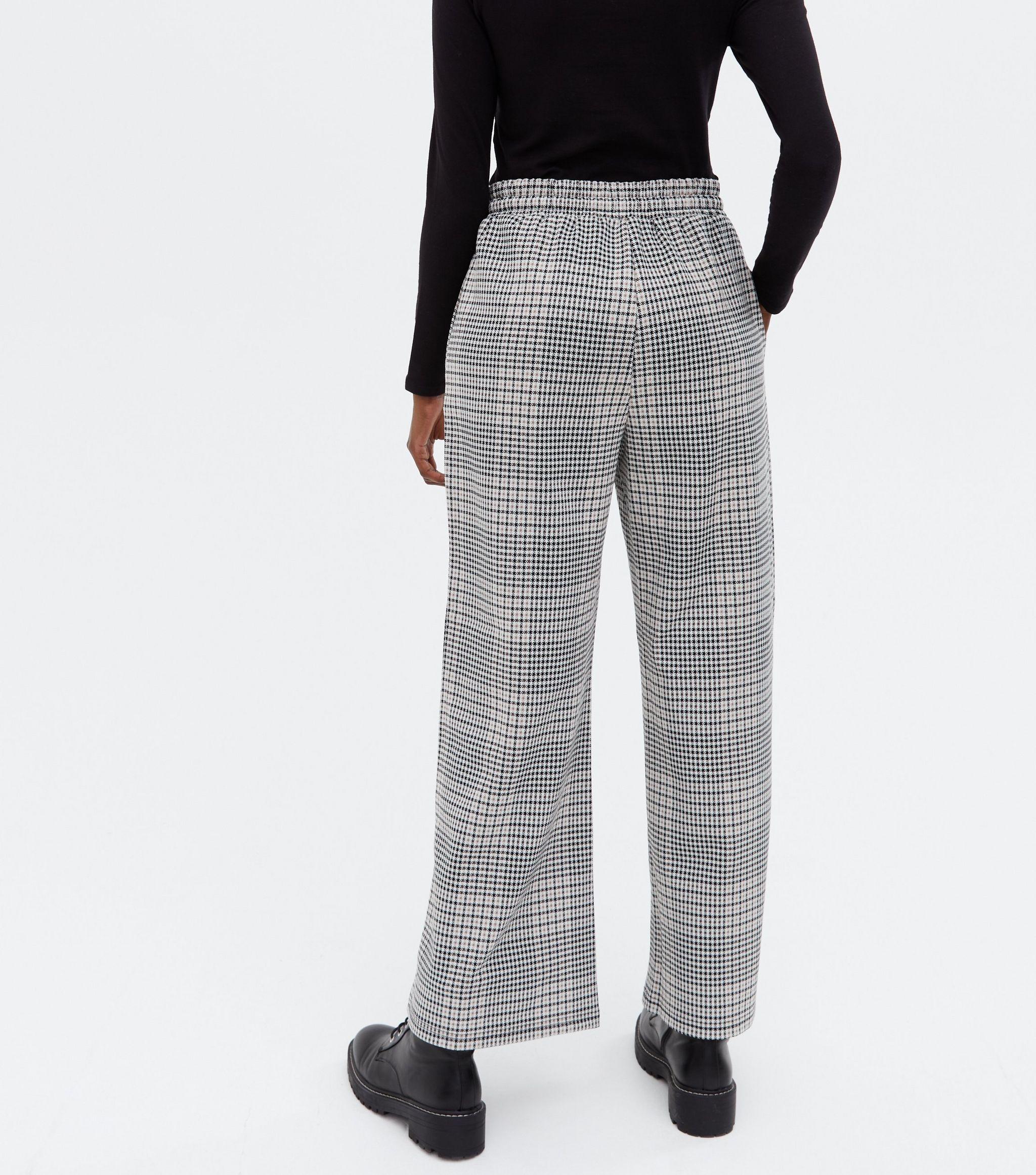 Brown Check Wide Leg Trousers | Lyst UK