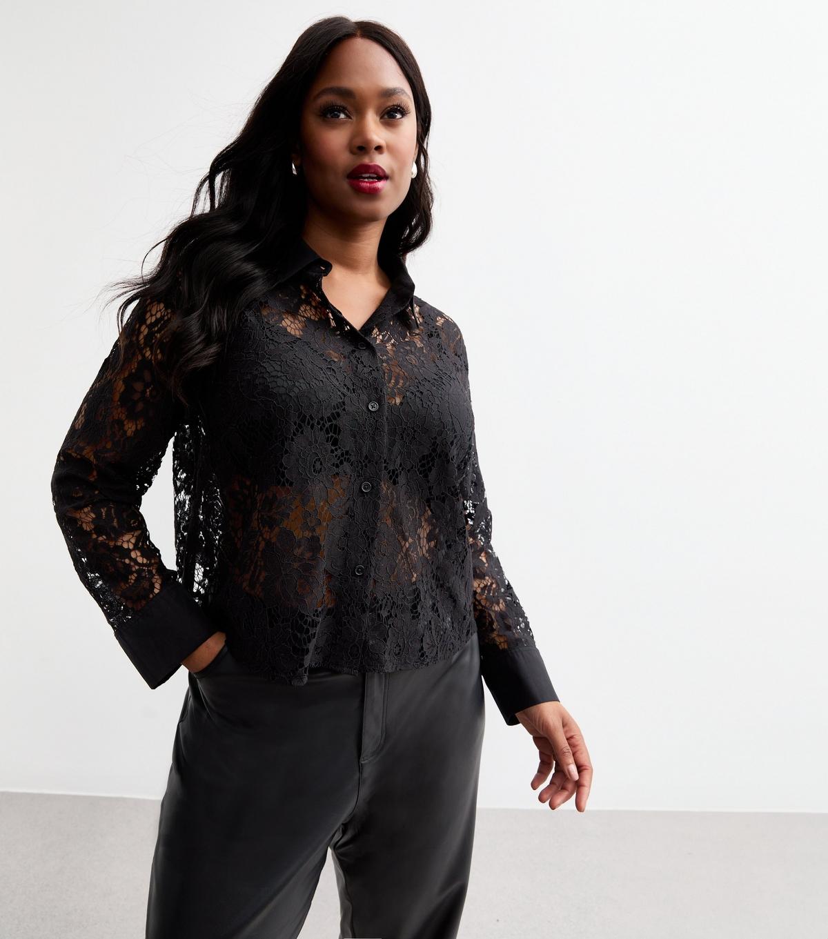 New Look Plus Size Lace Shirt Curves in Black Lyst UK