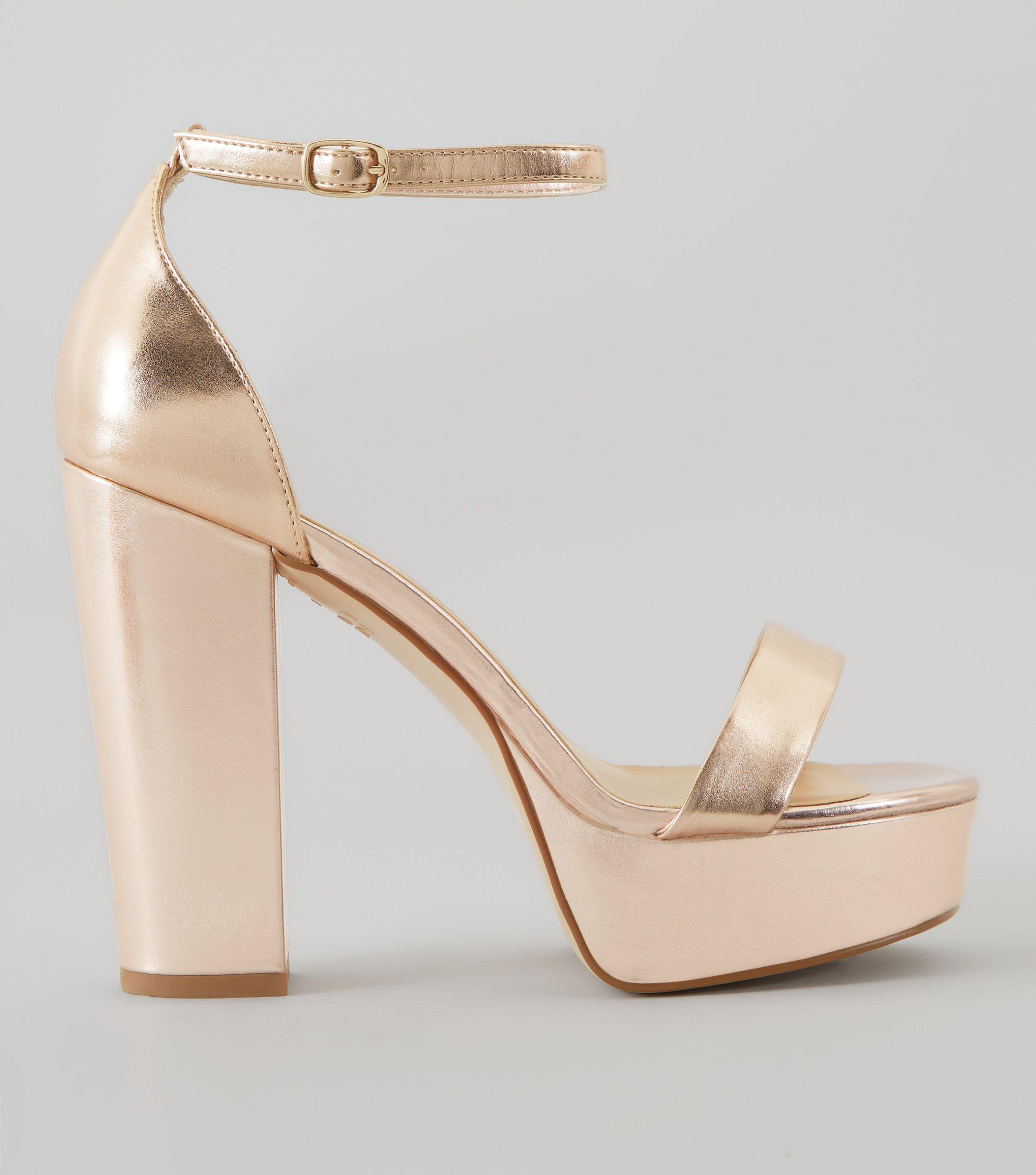 gold metallic platform heels where to 