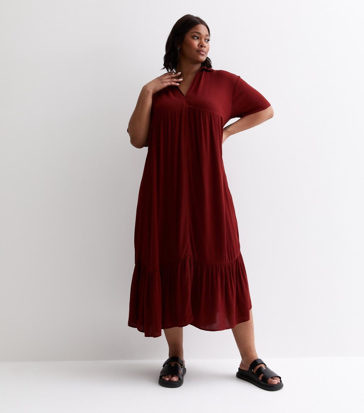 New Look Plus Size Short Sleeve Tiered Midi Smock Dress Curves Lyst UK