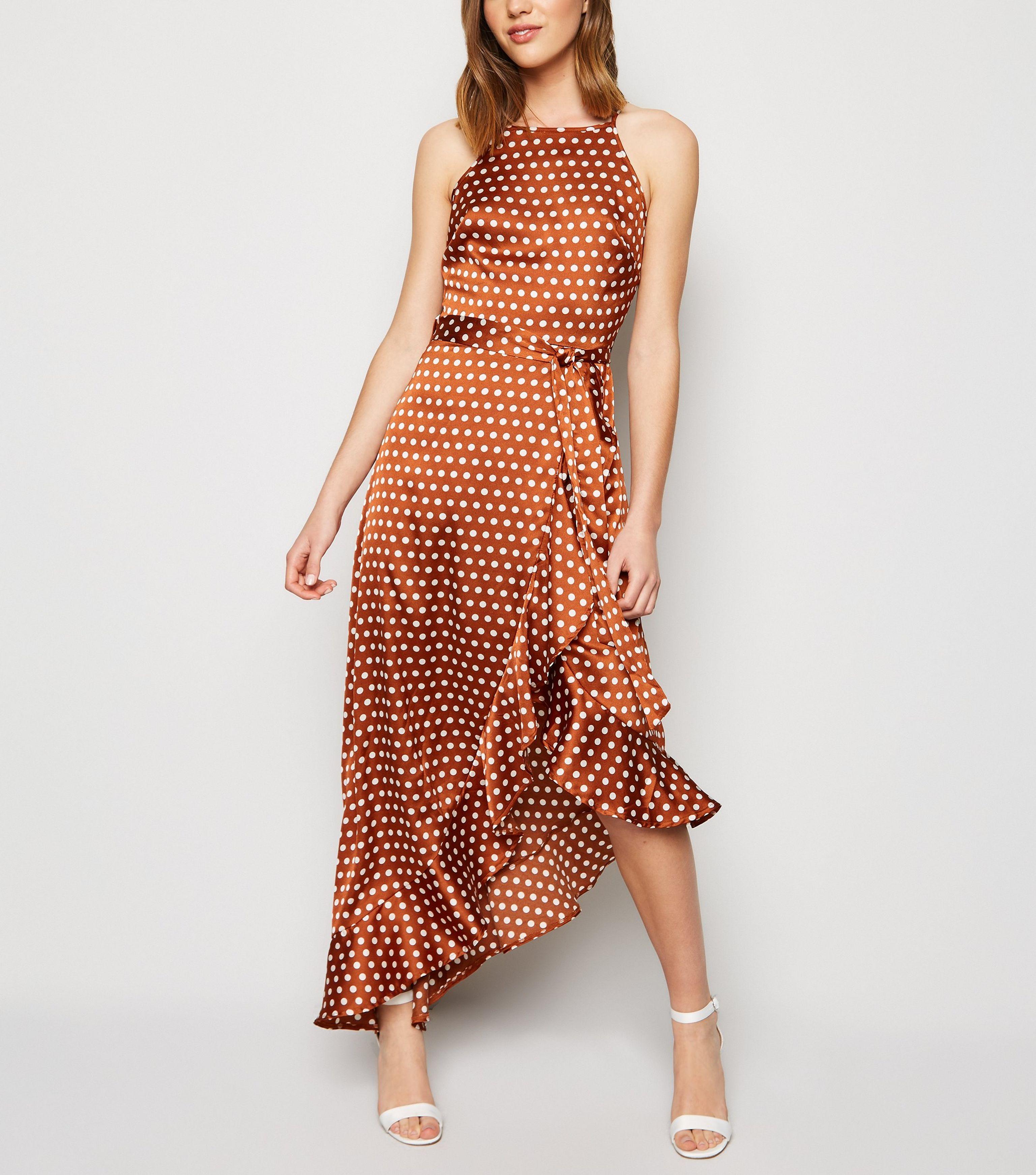 new look spot midi dress