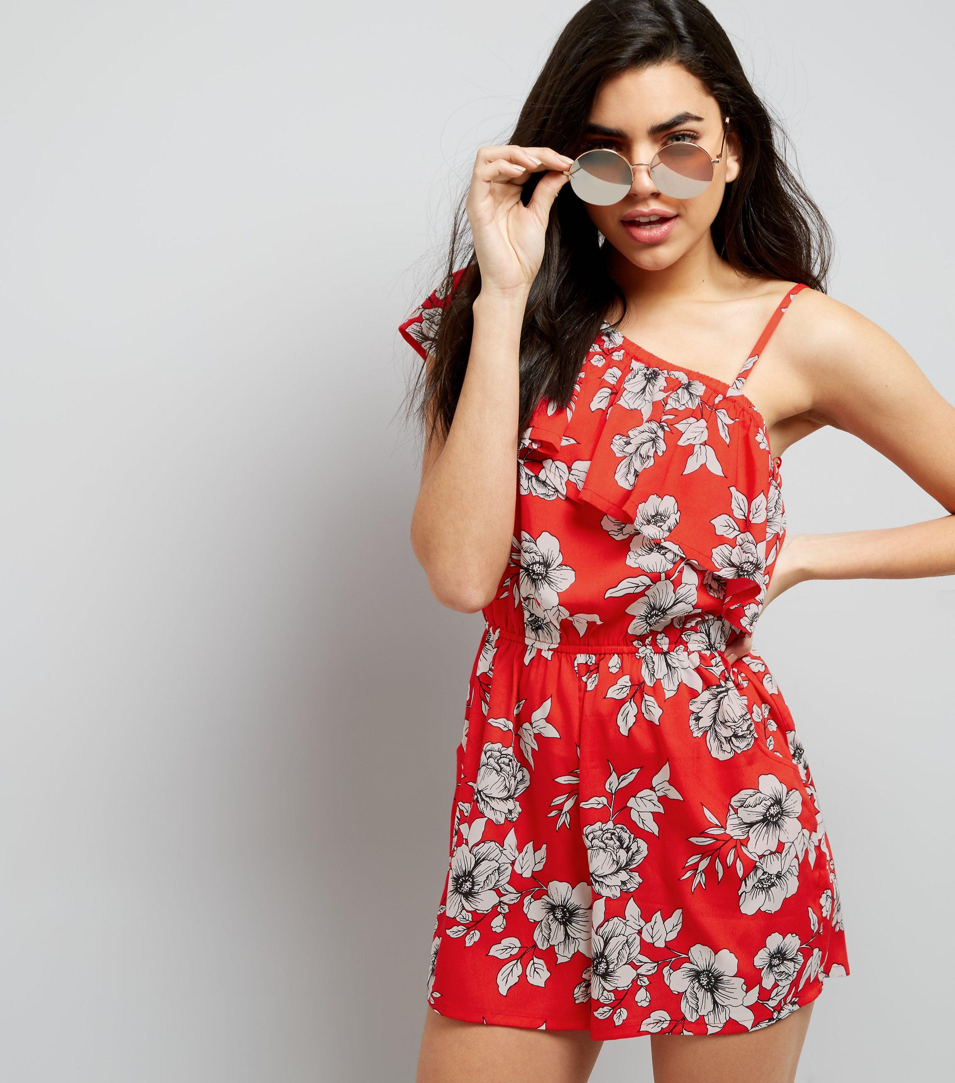 New Look Synthetic Orange Floral Print 