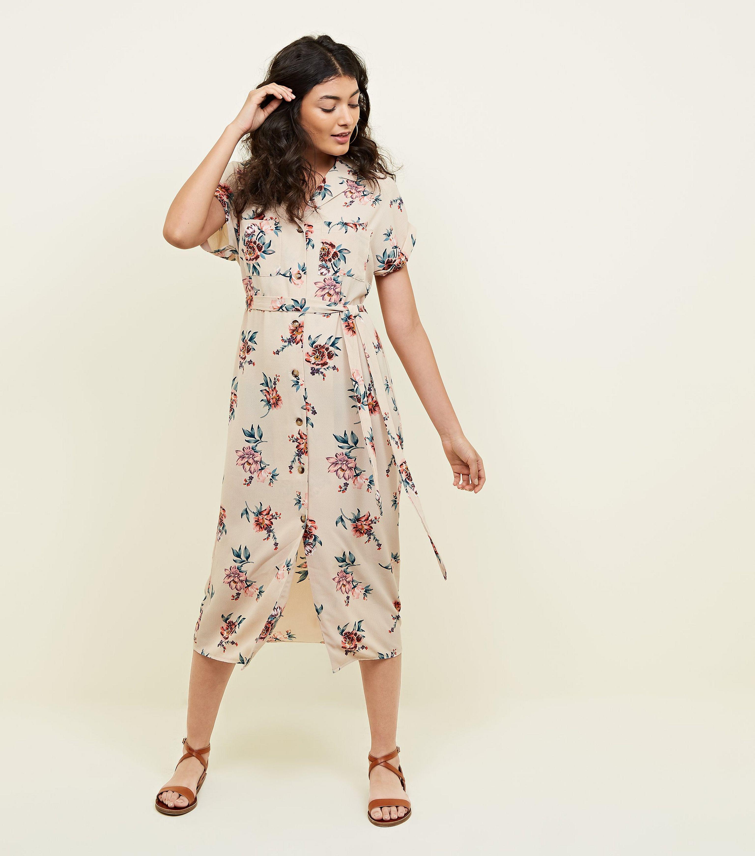 floral shirt midi dress