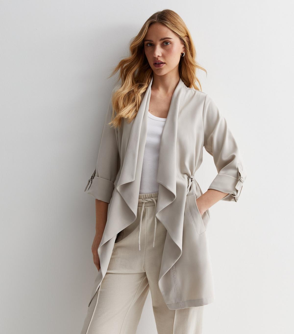 Waterfall Duster Grey Duster Coat Grey Waterfall Duster Belted - Main Image