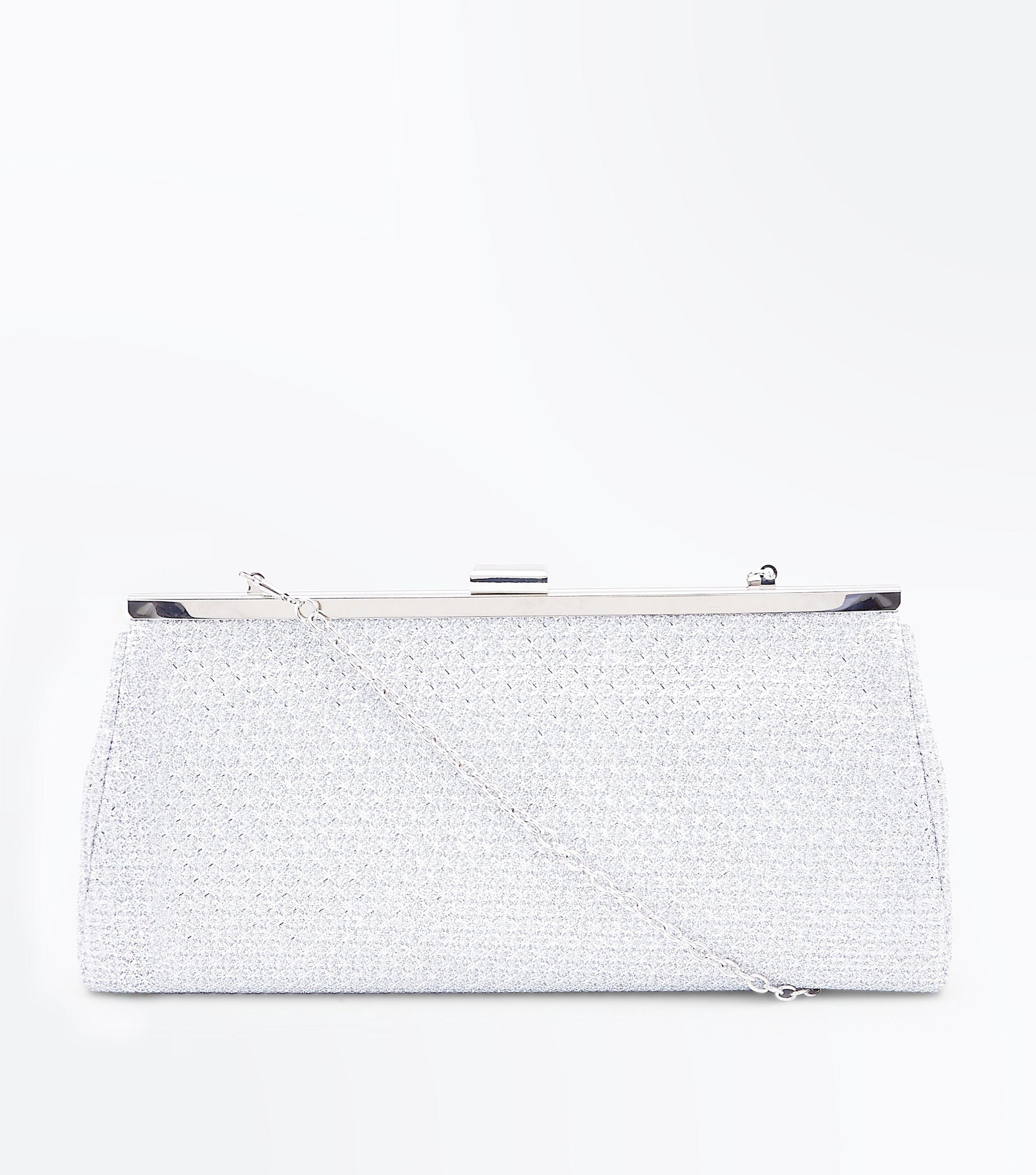 new look silver clutch