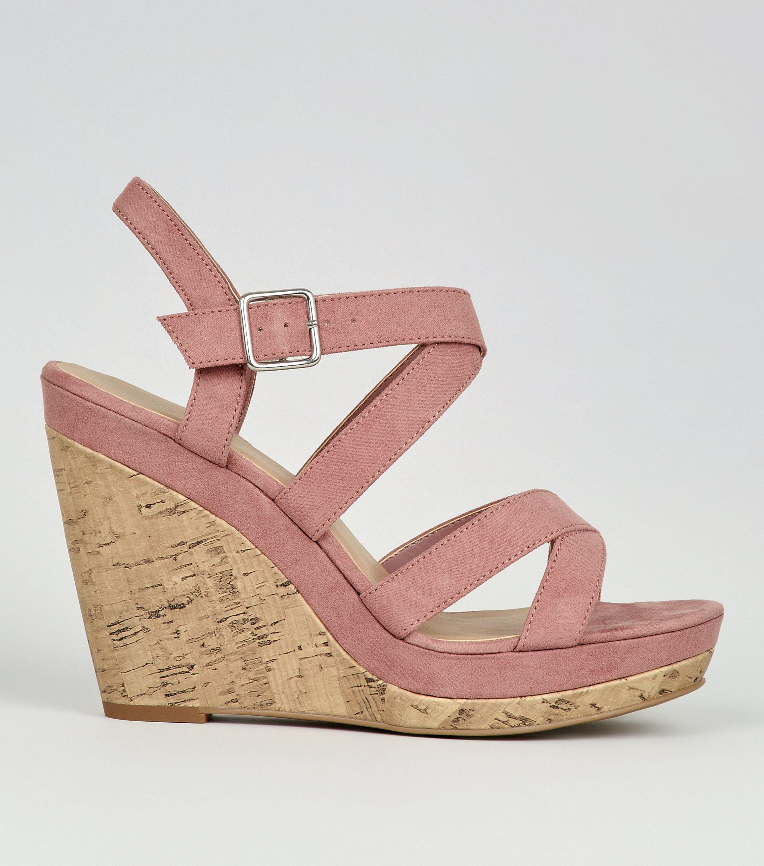 pink wedges new look