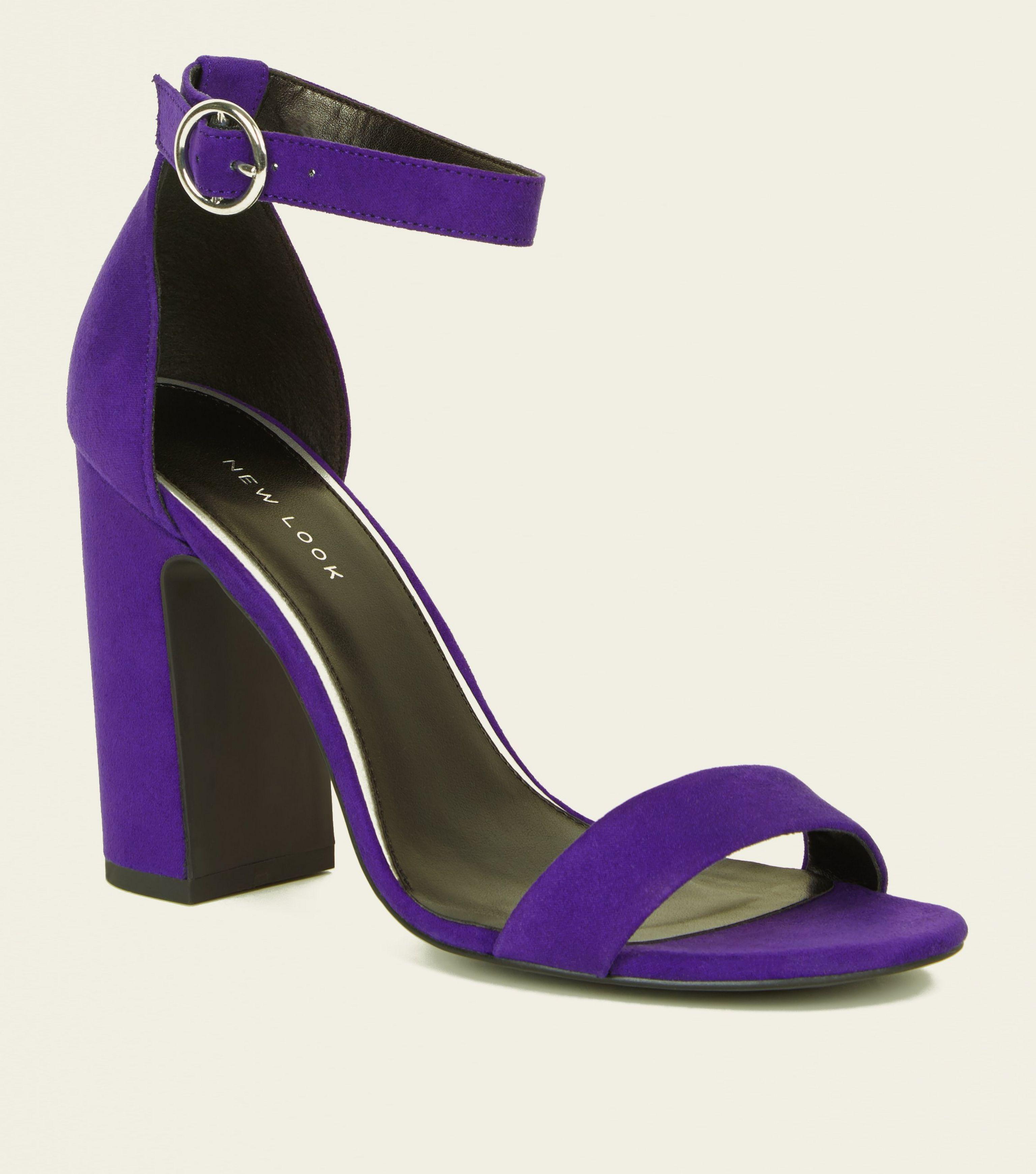 New Look Deep Purple Suedette Ring Strap Block Heels - Lyst