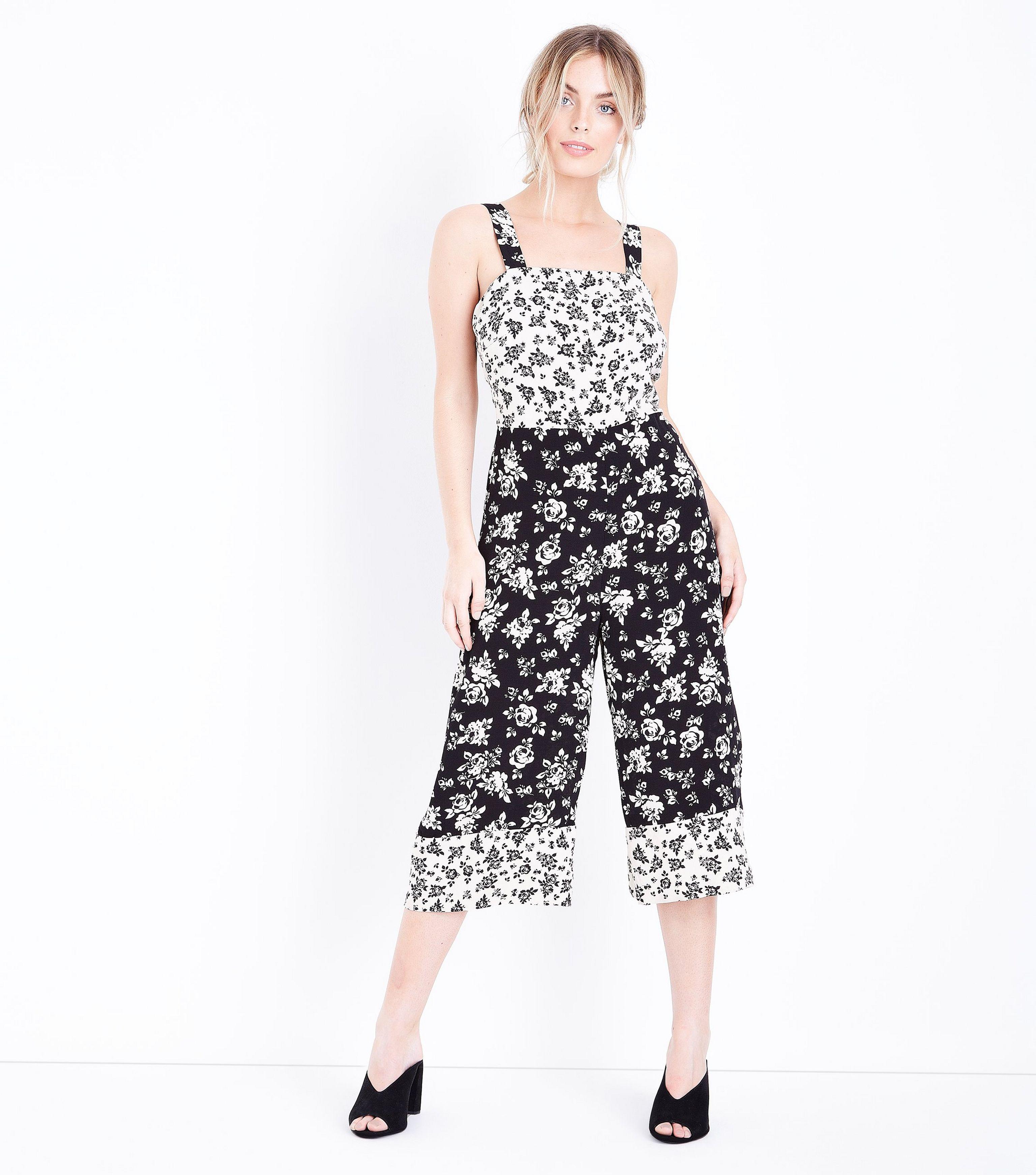 black floral culotte jumpsuit