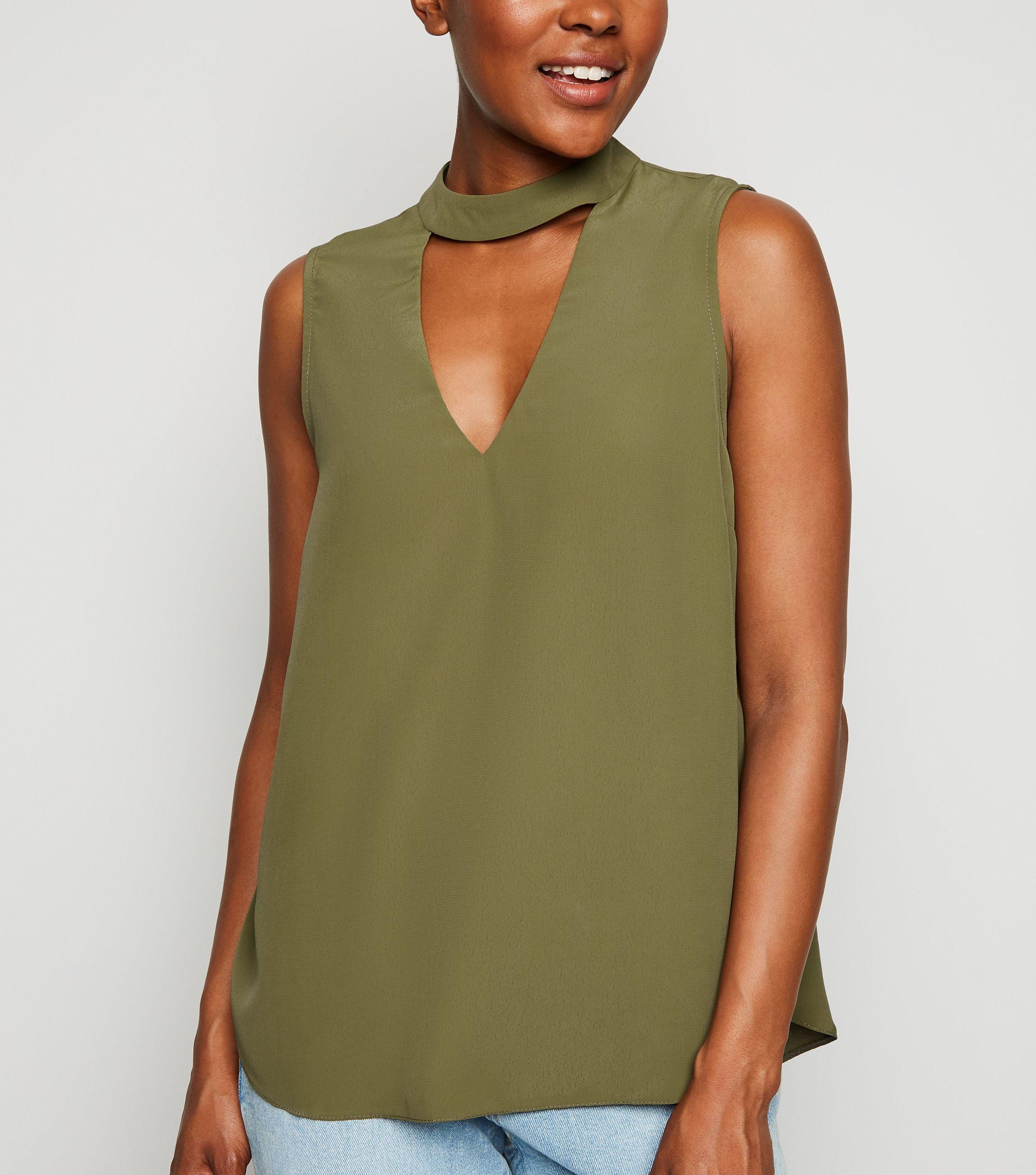 Khaki sleeveless top Outlet