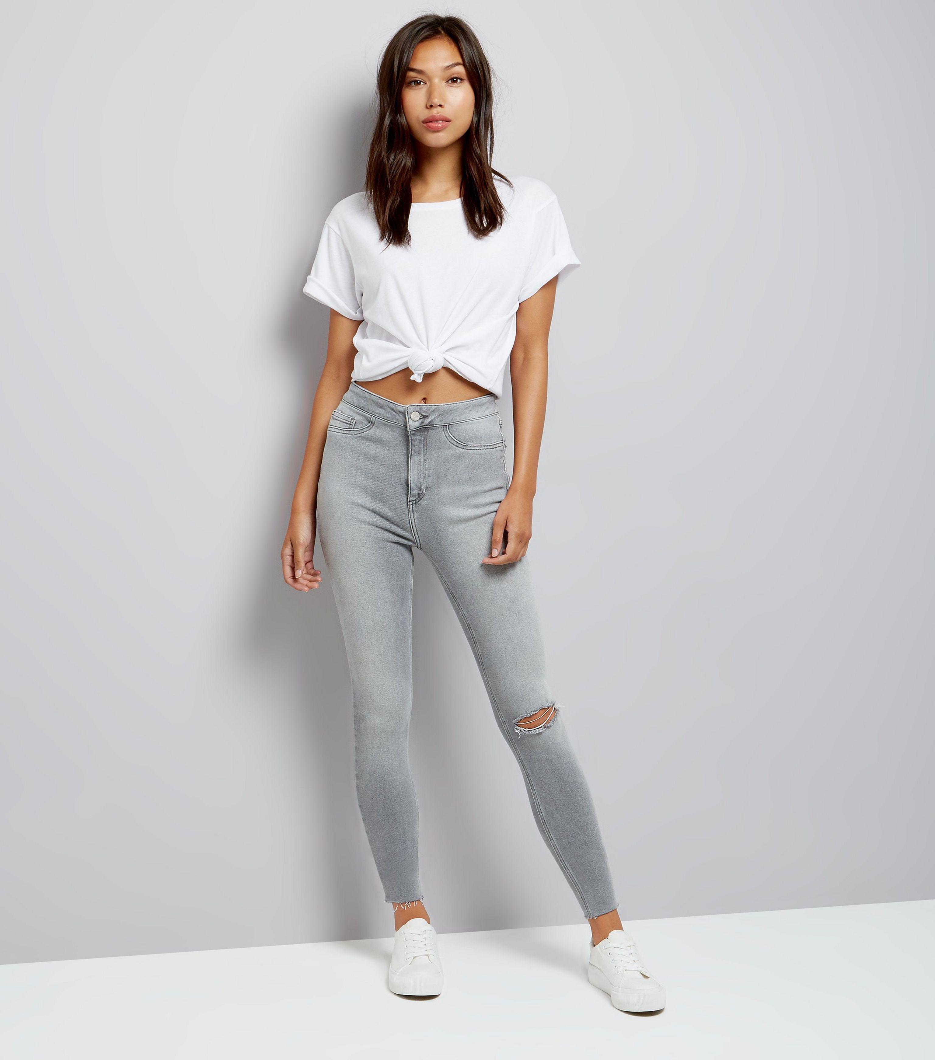 grey ripped jeans high waisted