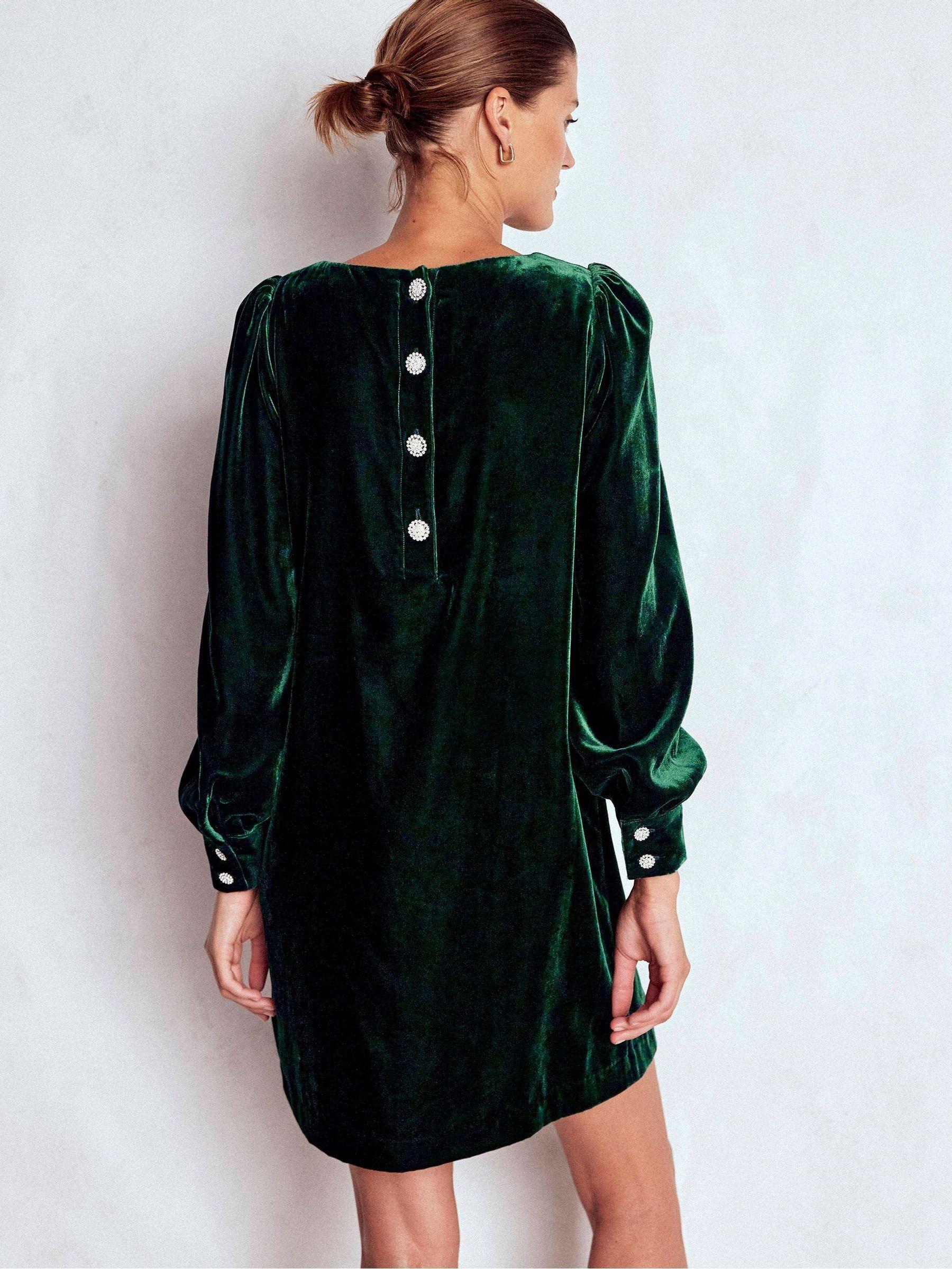 Boden Estella Velvet Shift Dress in Green | Lyst