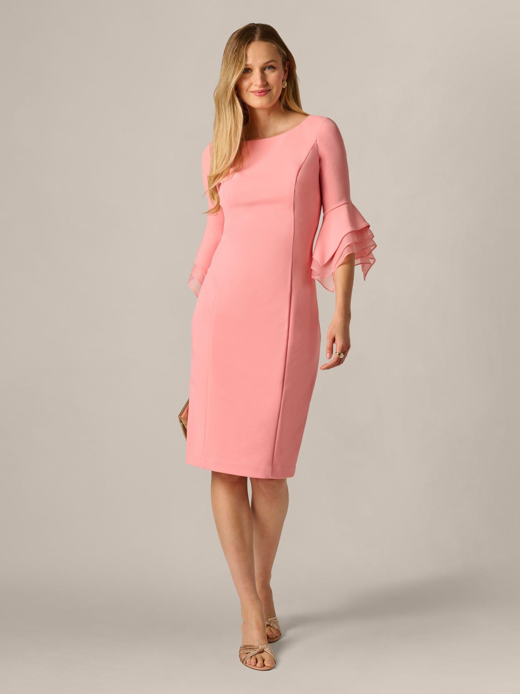 adrianna papell knit crepe dress Adrianna Papell Plus Size Floral Applique Sheath Dress - Petunia