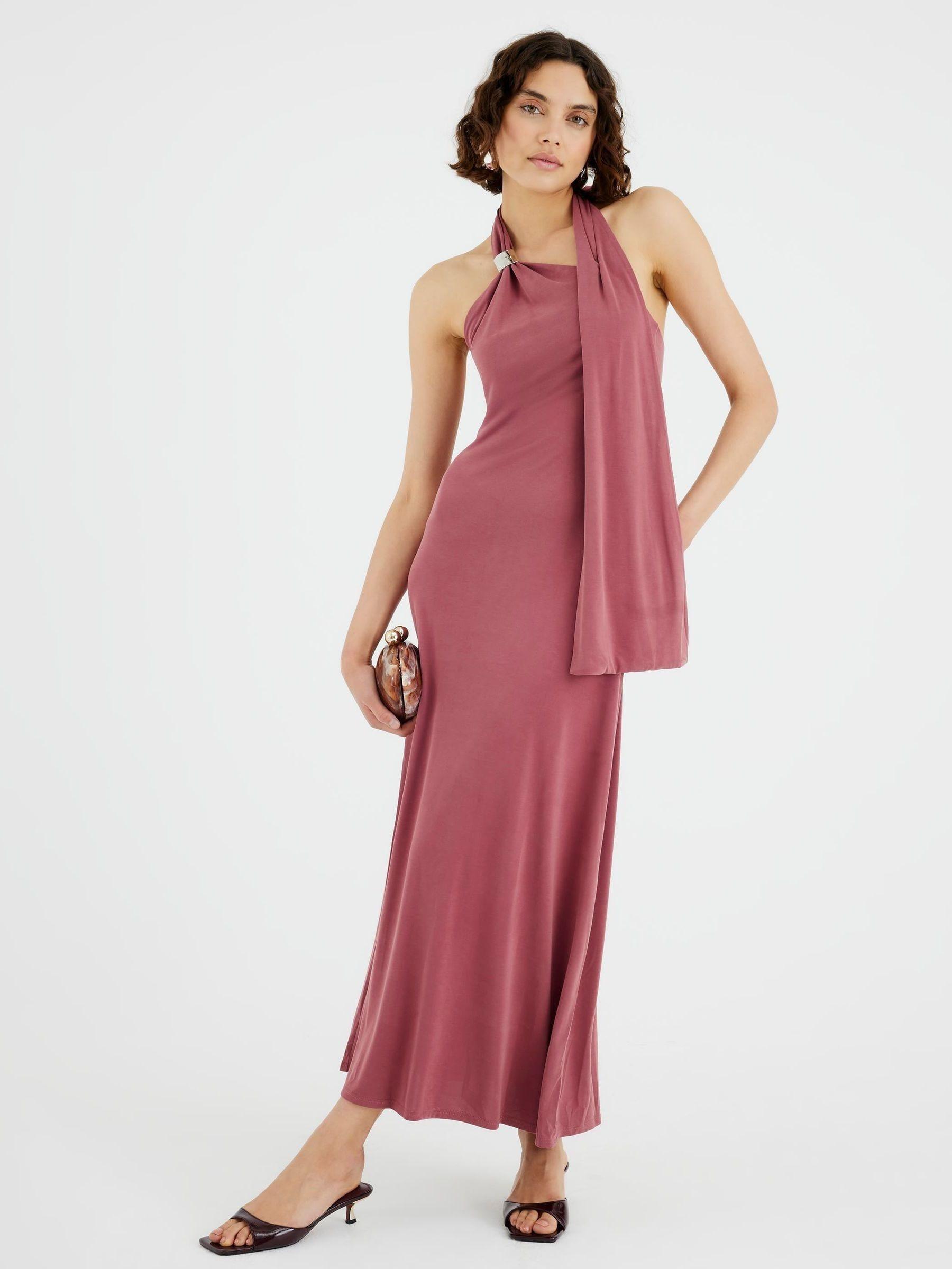 open lace back dress Rent River Island Pink Drape Shoulder Jumpsuit main image 1