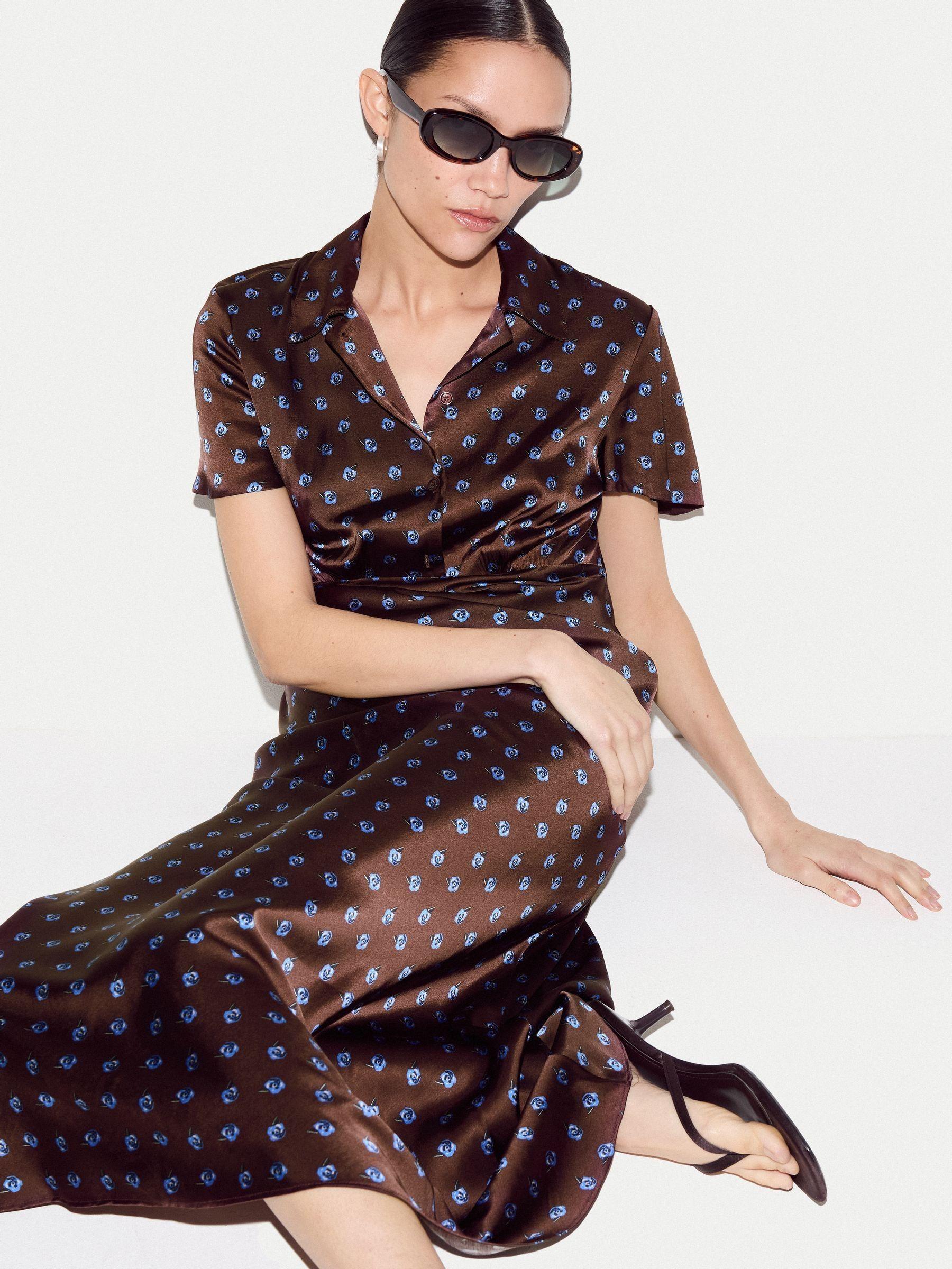 jigsaw brown dress JIGSAW Puff Sleeve Pure Linen Midi Dress
