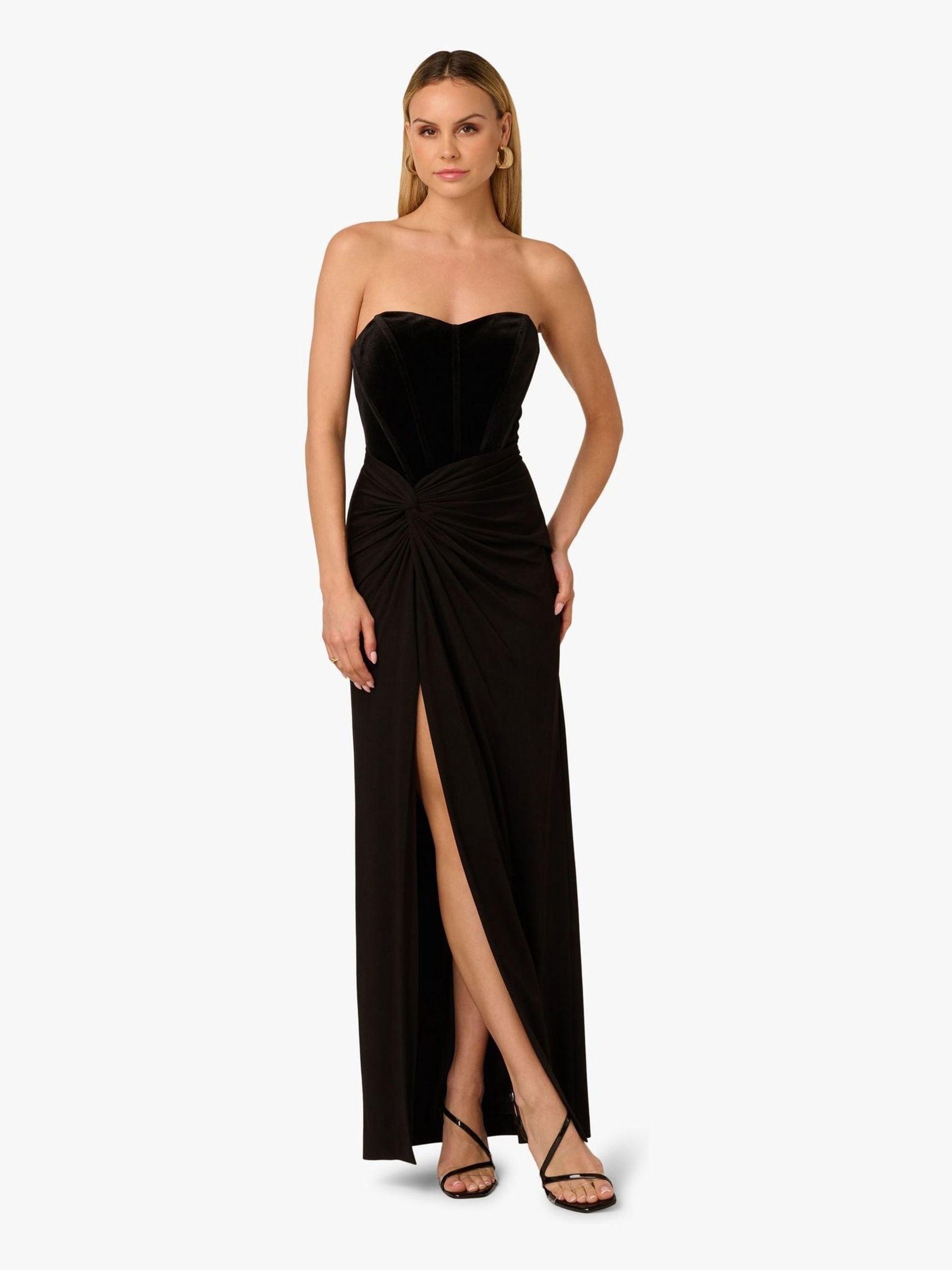 green emerald velvet dress Adele Bottle Green Velvet Ruched Strappy Fishtail Maxi Dress – Club L  London main image 1
