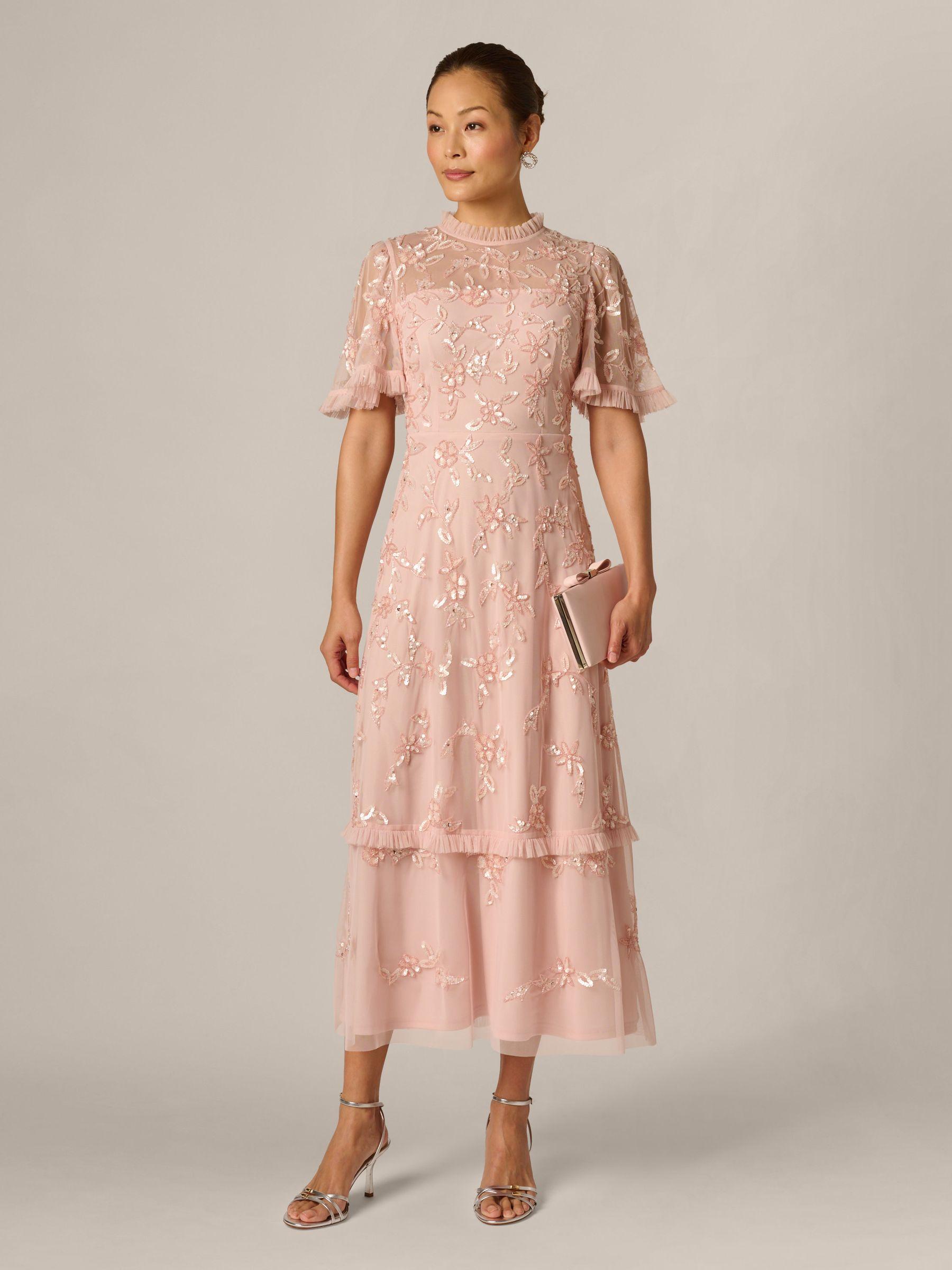 adrianna papell beaded tiered dress Adrianna Papell Beaded Embellished Bolero Jacket Tiered Maxi Dress Size 12