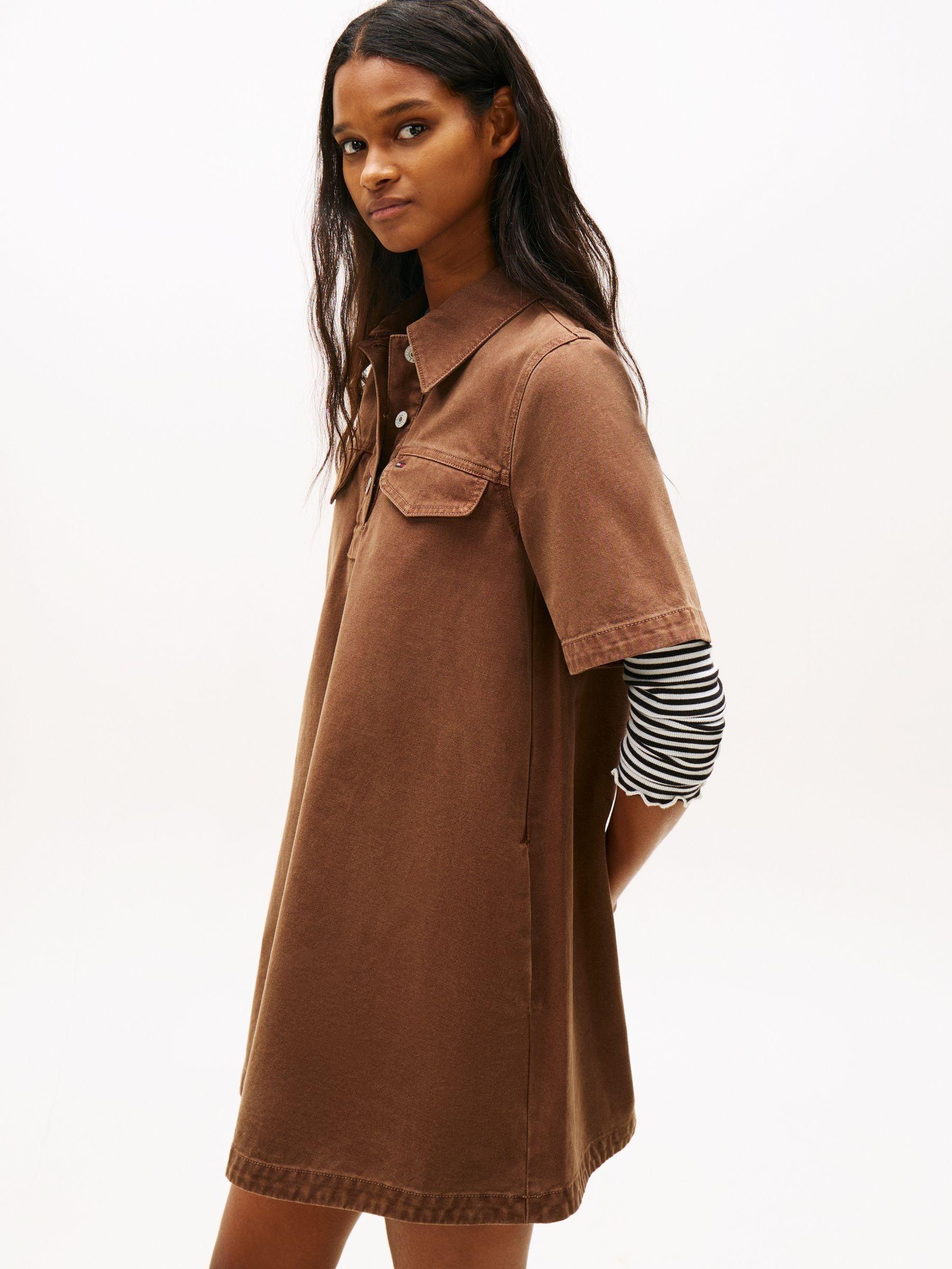 tommy hilfiger brown dress Washed Canvas Mini Short Sleeve Shirt in Cam-Arts Sunday vibes. According to Color:Set 8