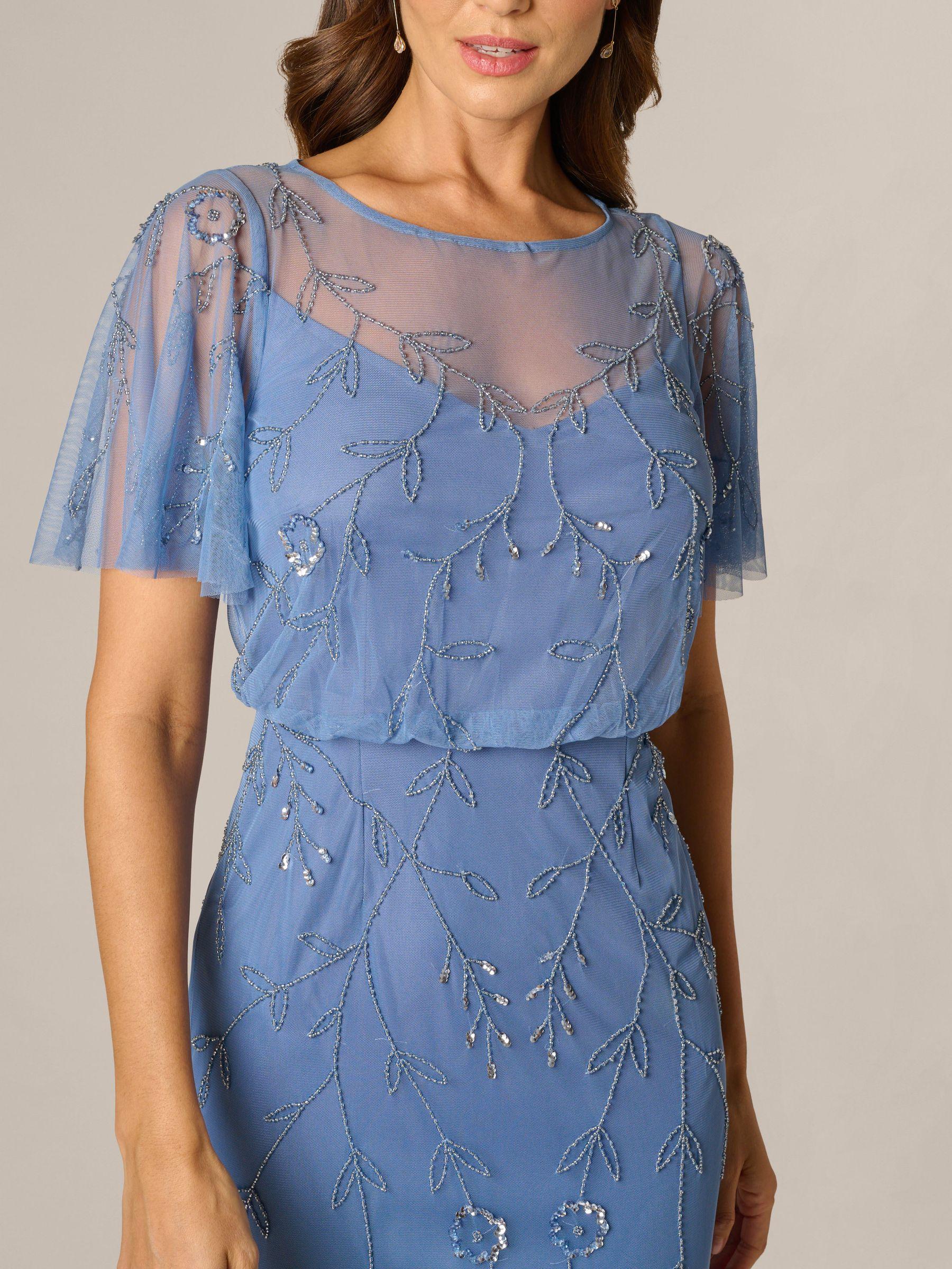 blue dress for baby girl Flutter Sleeve Beaded Wrap Dress In Aqua Dust main image 1