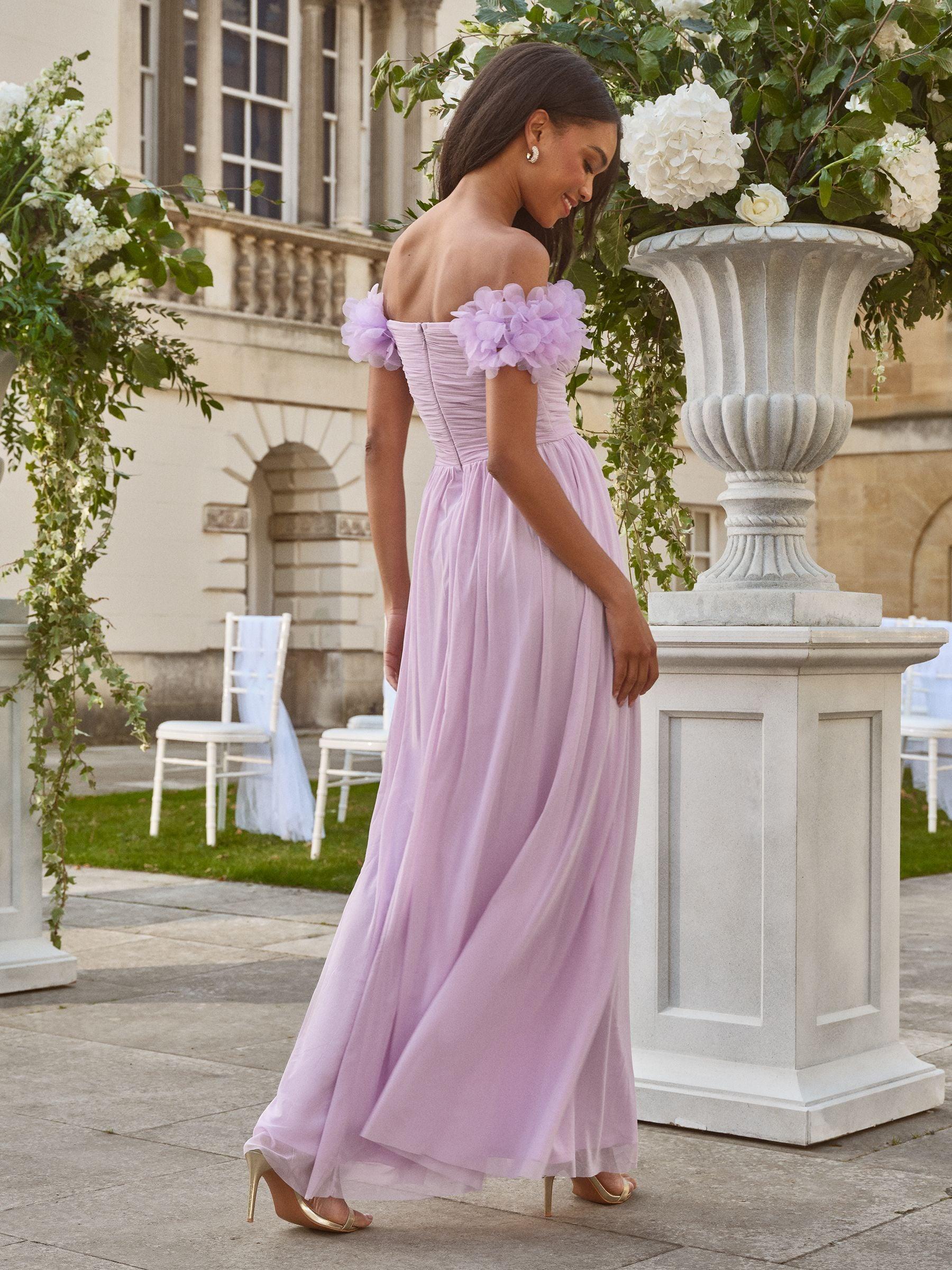megan markle bridesmaid dress Lilac Floral Boho Prom Dresses Spaghetti Strap Junior Prom Dress ARD20 –  SheerGirl main image 1