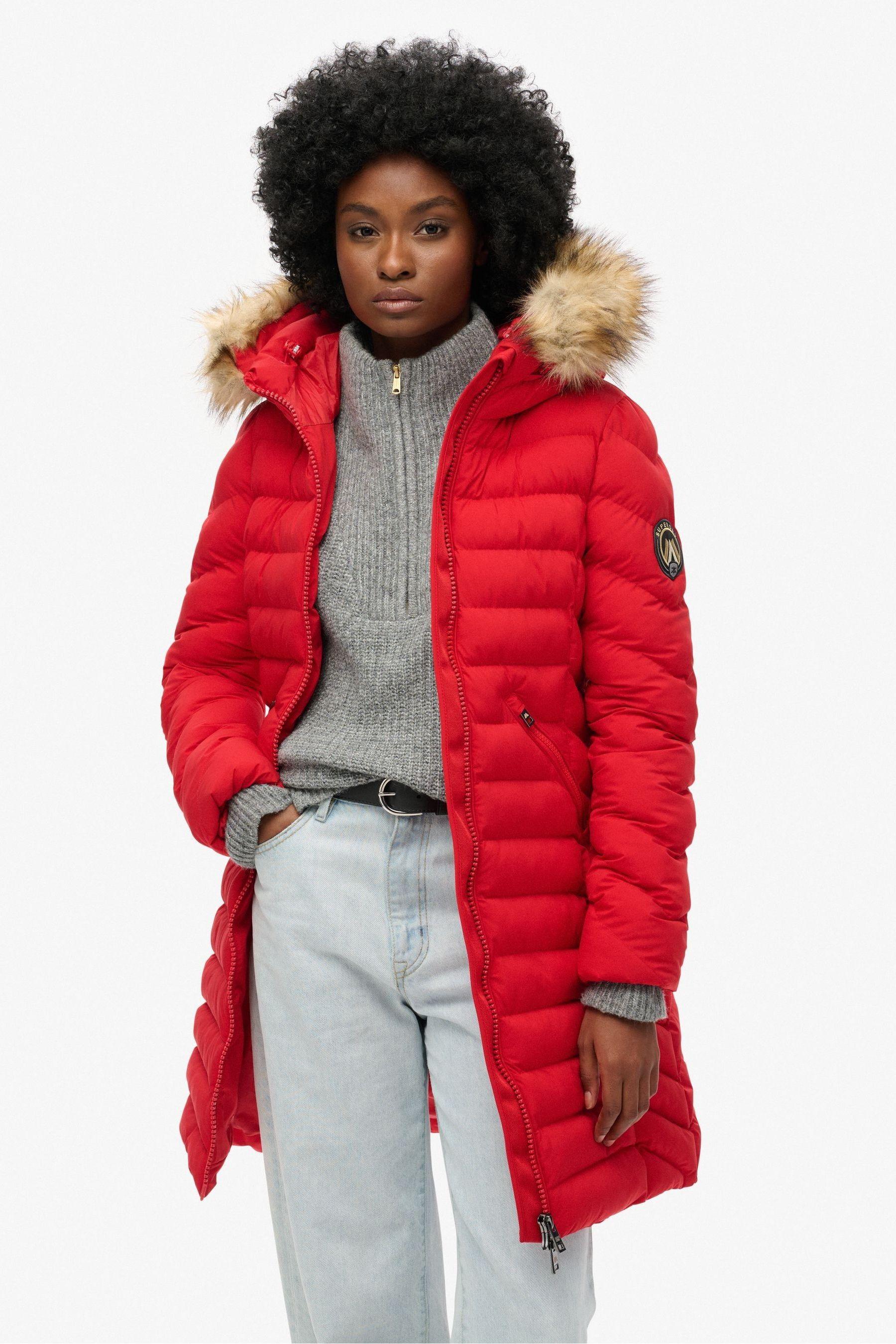 Fur Pink Superdry Coat Pink Superdry Fuji Jacke Superdry Luxe