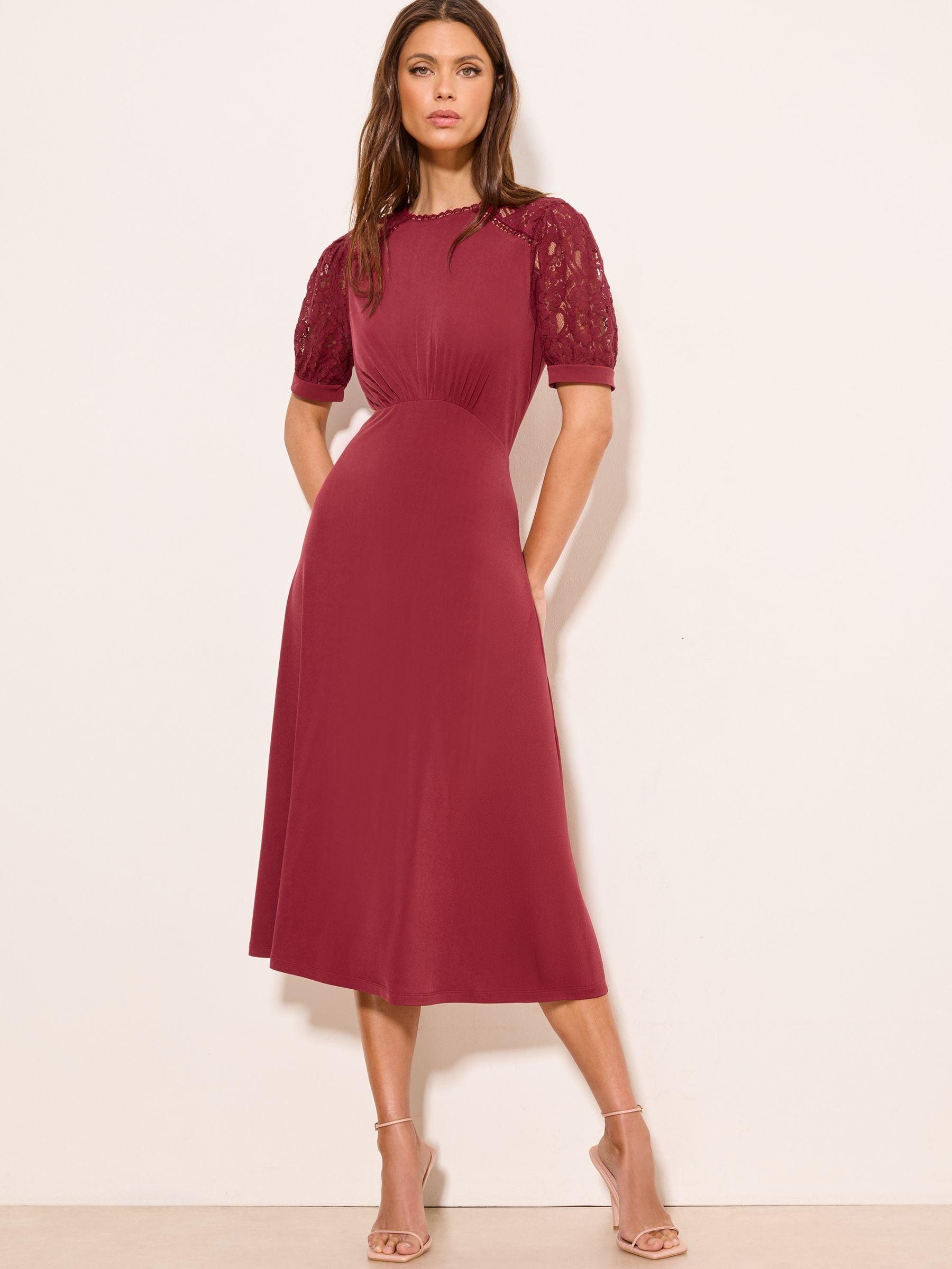 lipsy red lace dress Buy Lipsy Burgundy Red Lace Ruffle Long Sleeve Midi Dress from Next USA