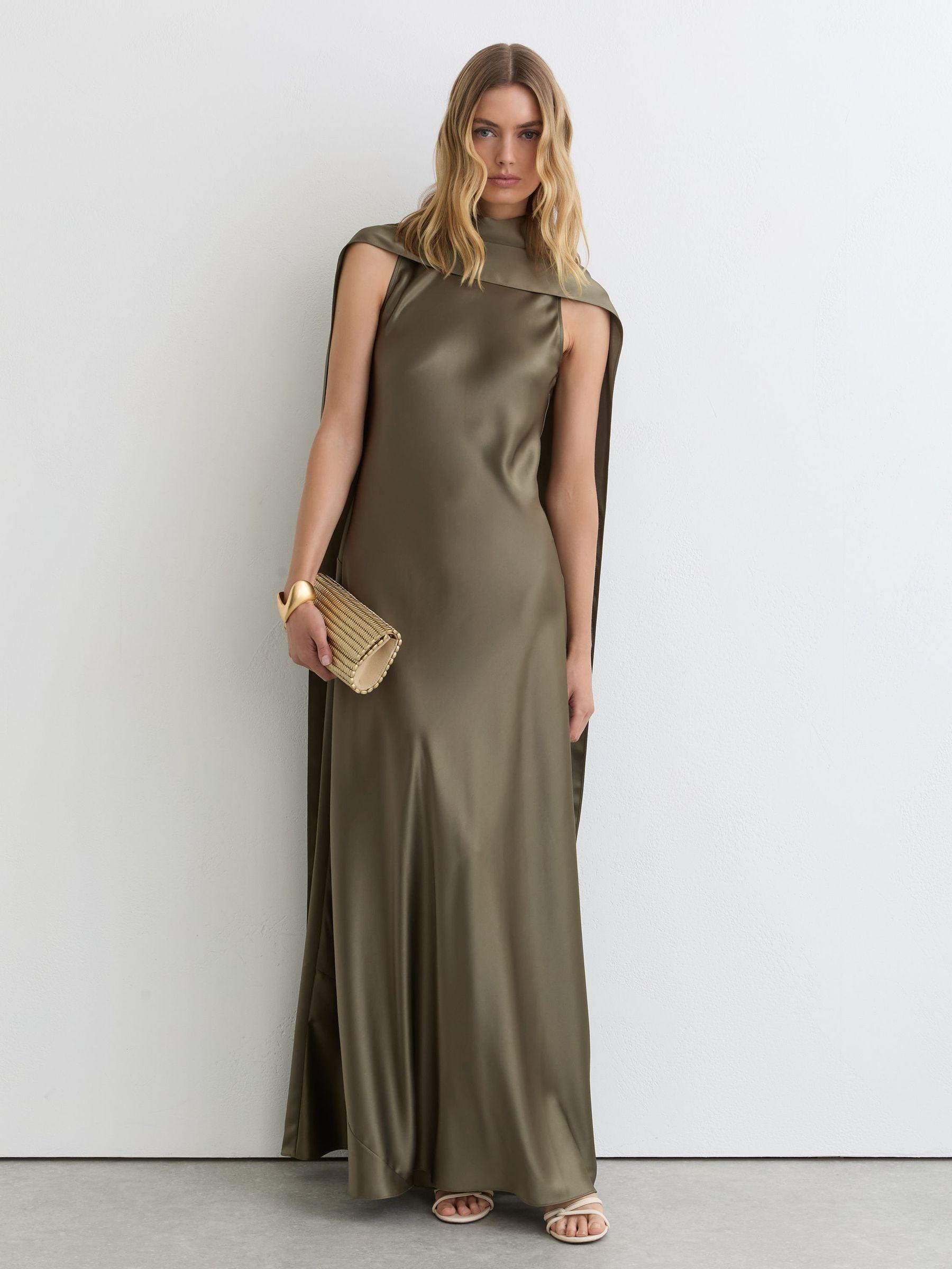 reiss fae satin cape dress Reiss Satin Cape Dress in Blue