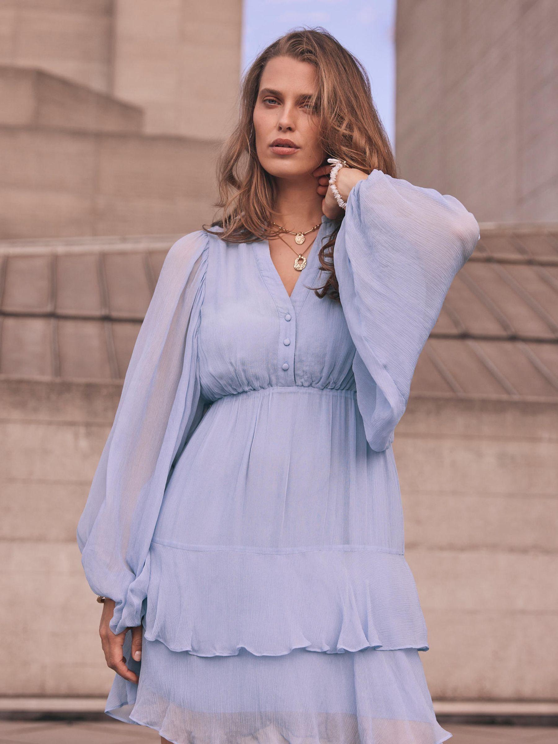 princess polly baby blue dress Floral Cutwork Embroidery Pearl Belt Midi Dress in Blue for Coastal  Getaways & Beachside Dinners