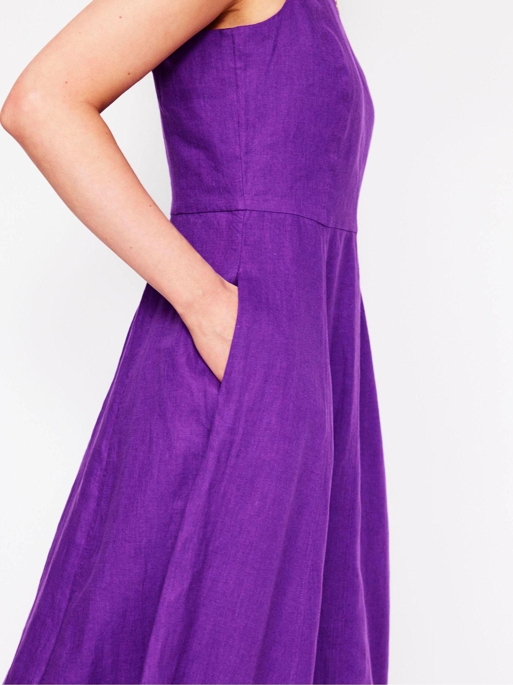 Boden Carla 100% Linen Midi Dress in Purple | Lyst