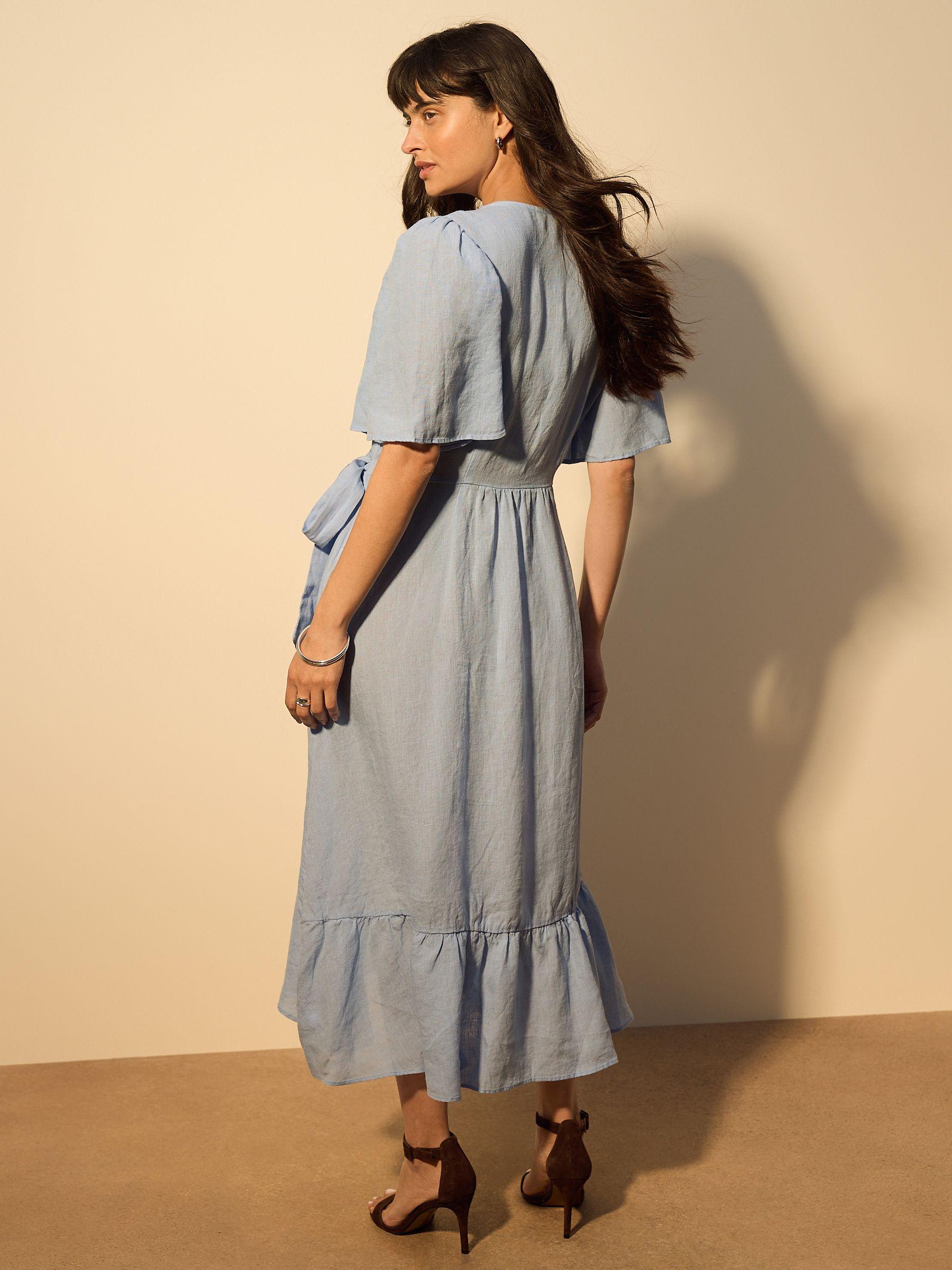 knee length dresses for ladies Floral Linen Dress