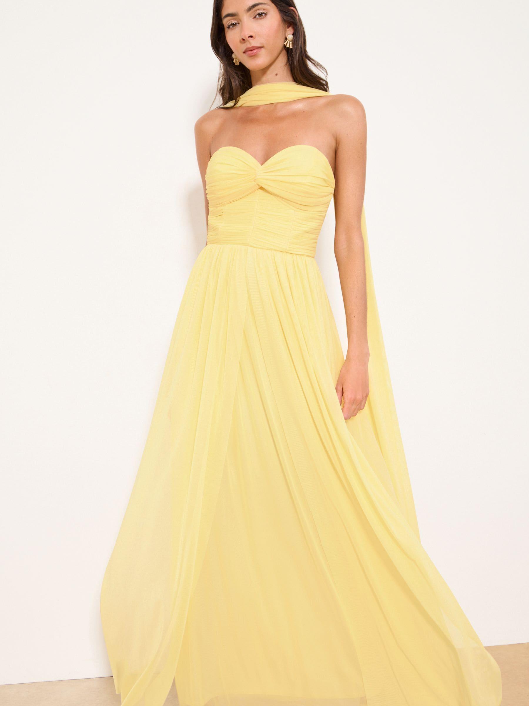 Lipsy Bridesmaid Multiway Scarf Maxi Dress in Yellow