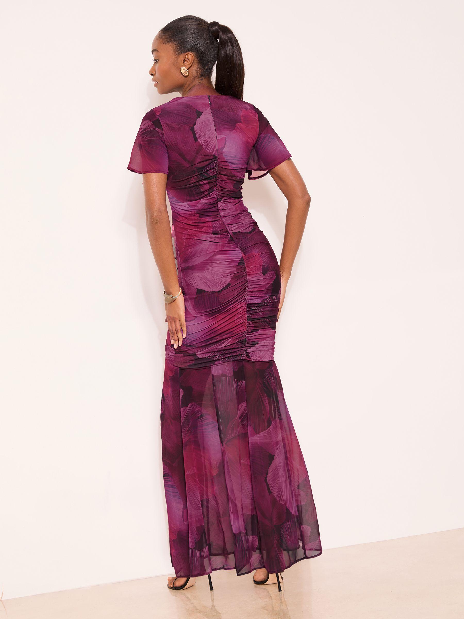 lipsy purple floral dress Buy Lipsy Purple Petite One Shoulder Marble Printed Chiffon Maxi Dress from Next USA