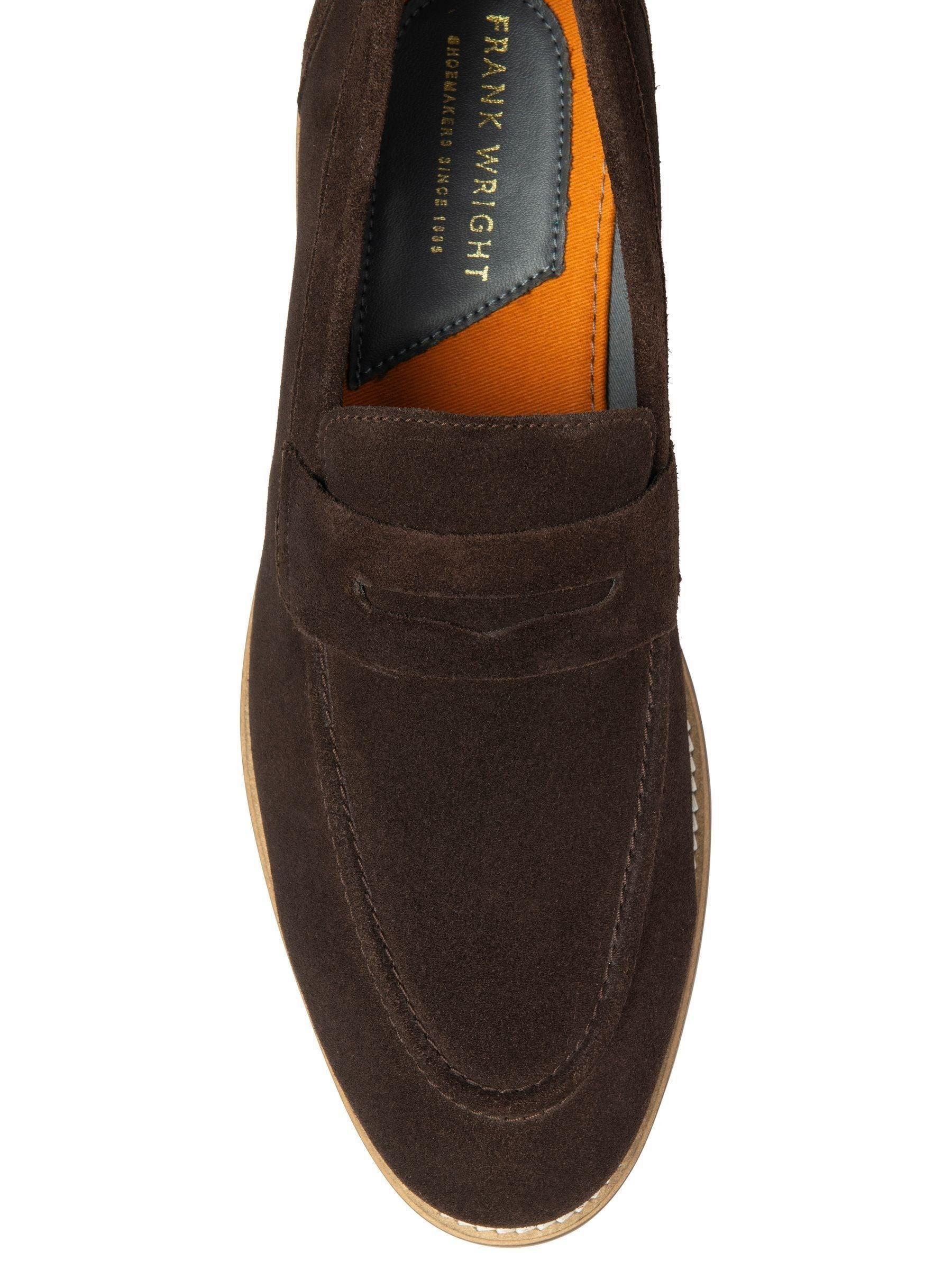 Frank Wright Suede Slip On Loafers in Brown for Men | Lyst