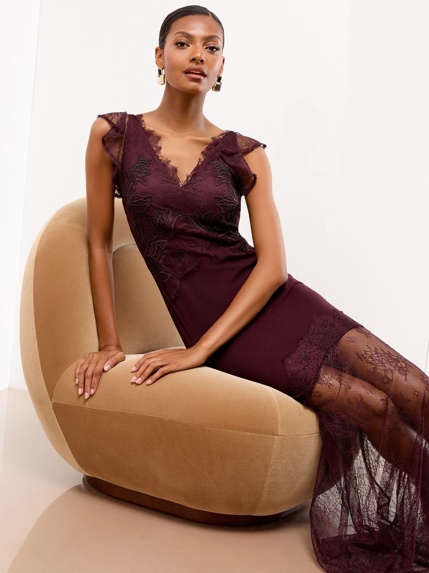 green emerald velvet dress Carolina Crimson Lace Maxi Dress Small