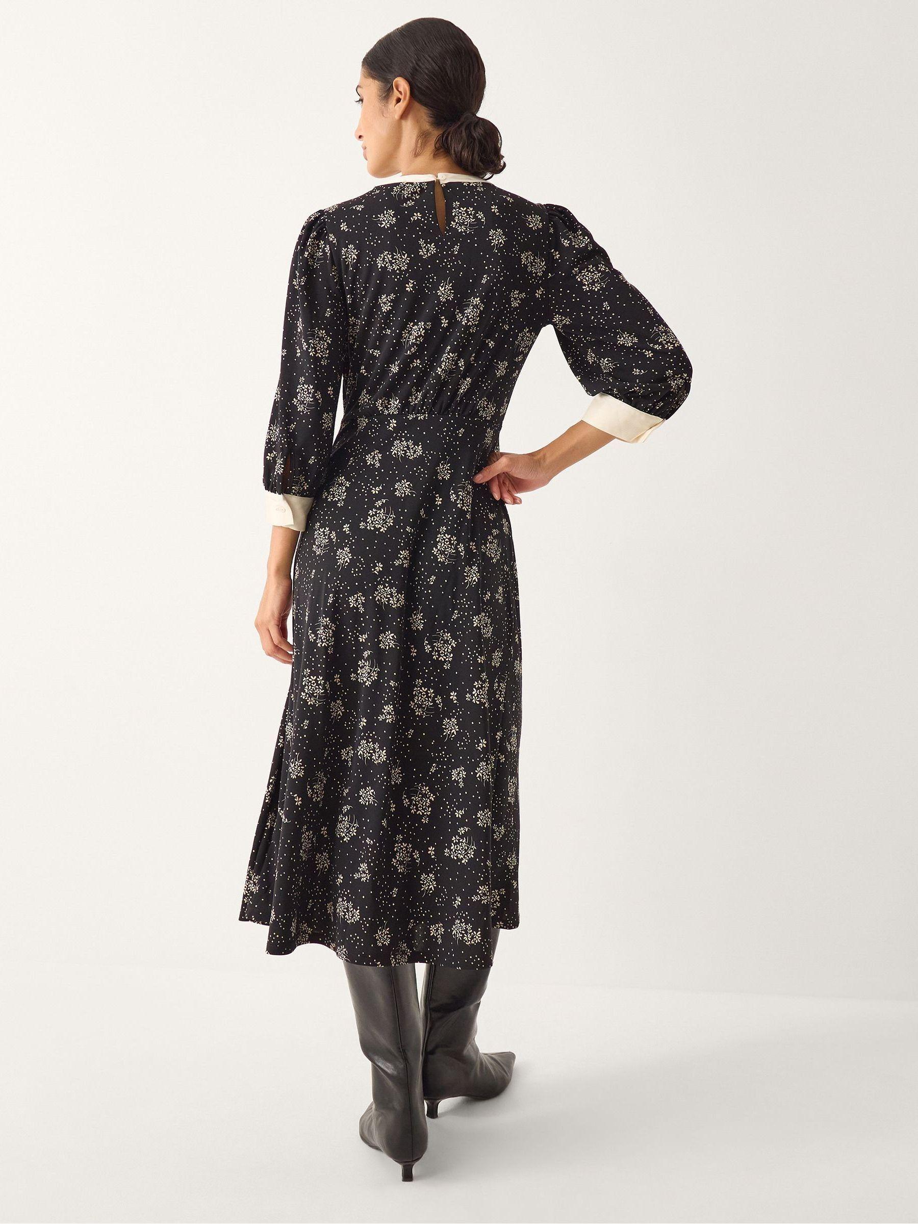 monsoon floral midi dress Monsoon Black Rosaleigh V-Neck Long Sleeved Floral Midi Dress
