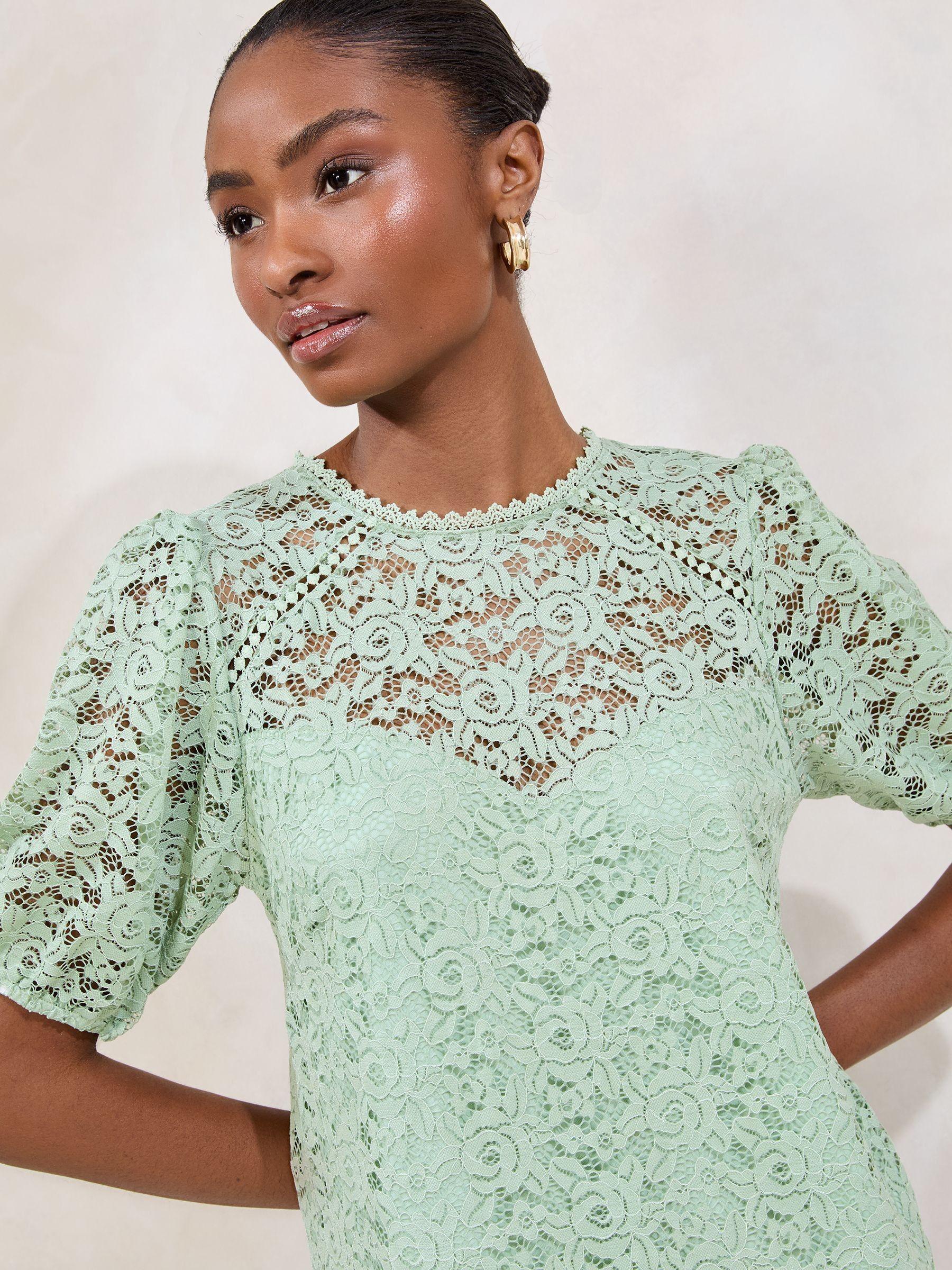 Lipsy Lace Short Sleeve Mini Shift Dress in Green | Lyst Lipsy Lace Short Sleeve Mini Shift Dress in Green | Lyst