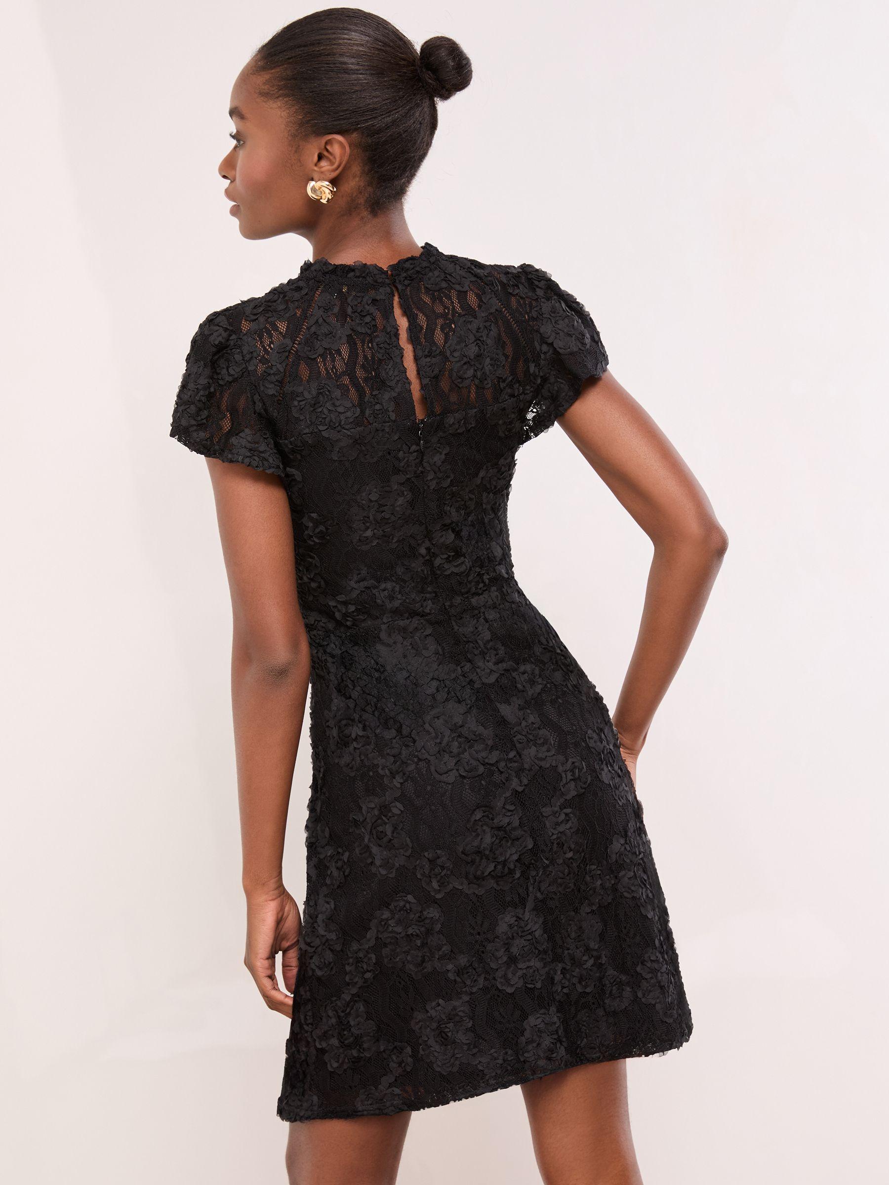 Lipsy Lace 3D Floral High Neck Skater Dress in Natural | Lyst