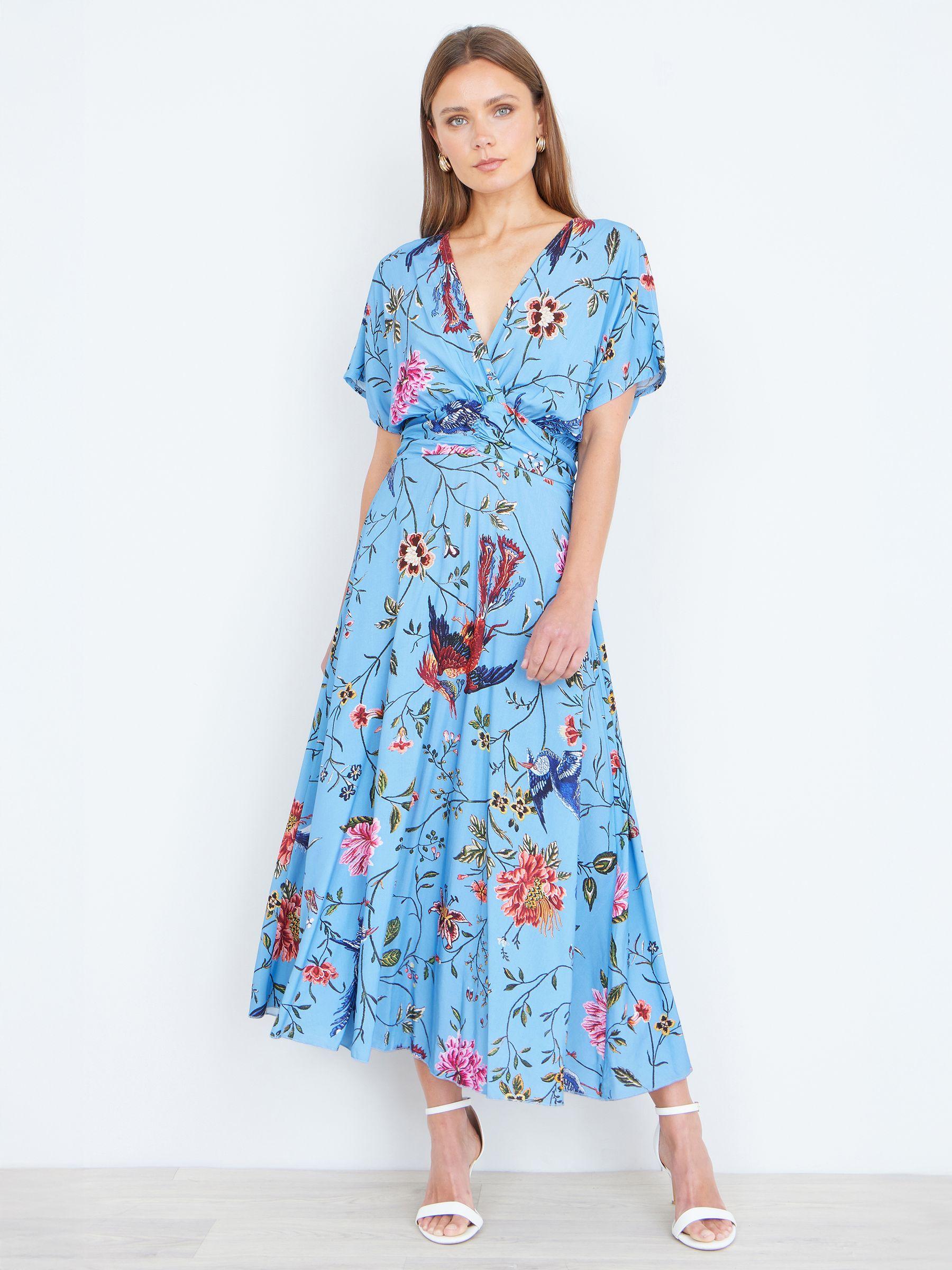 chinese dress ladies Bird Leaves Sand One Shoulder Maxi Dress  FARM Rio