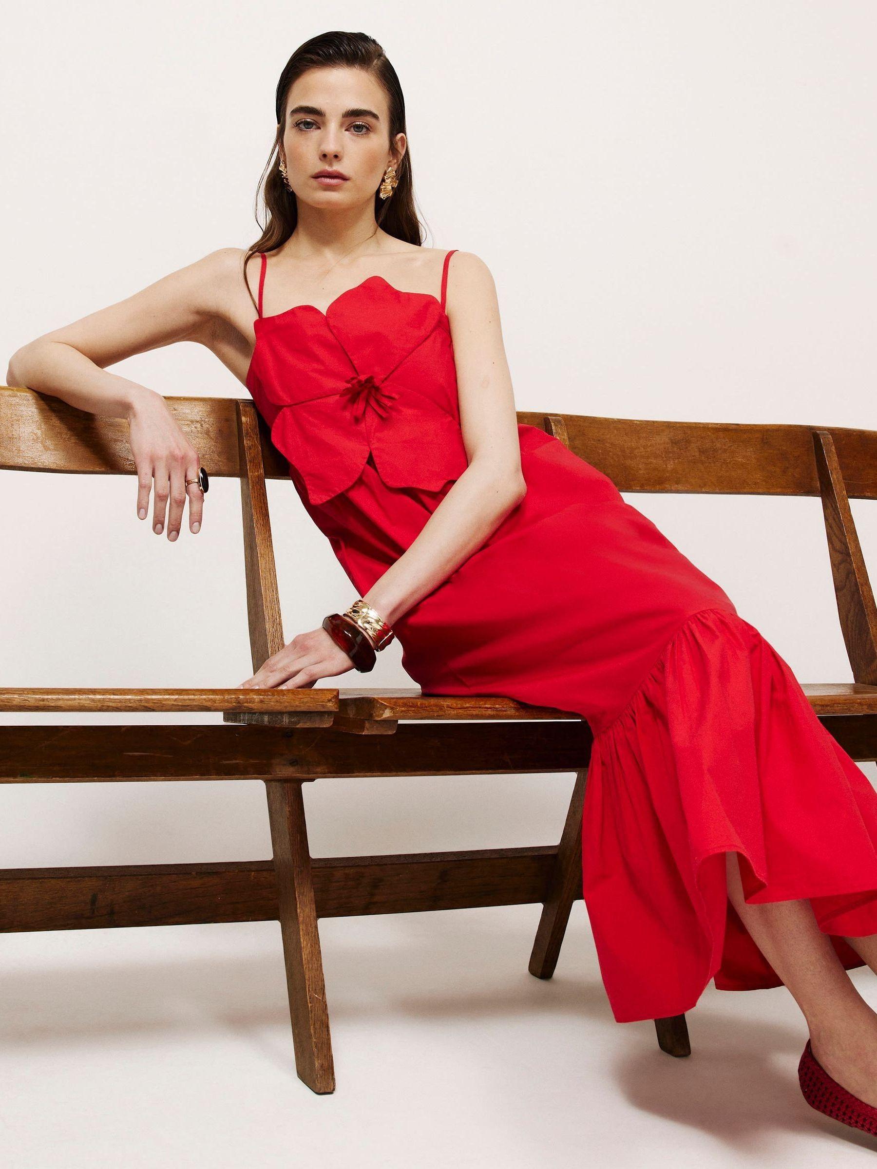strapless open back dress Resort Chic Satin Midi in Honey M / Honey main image 1