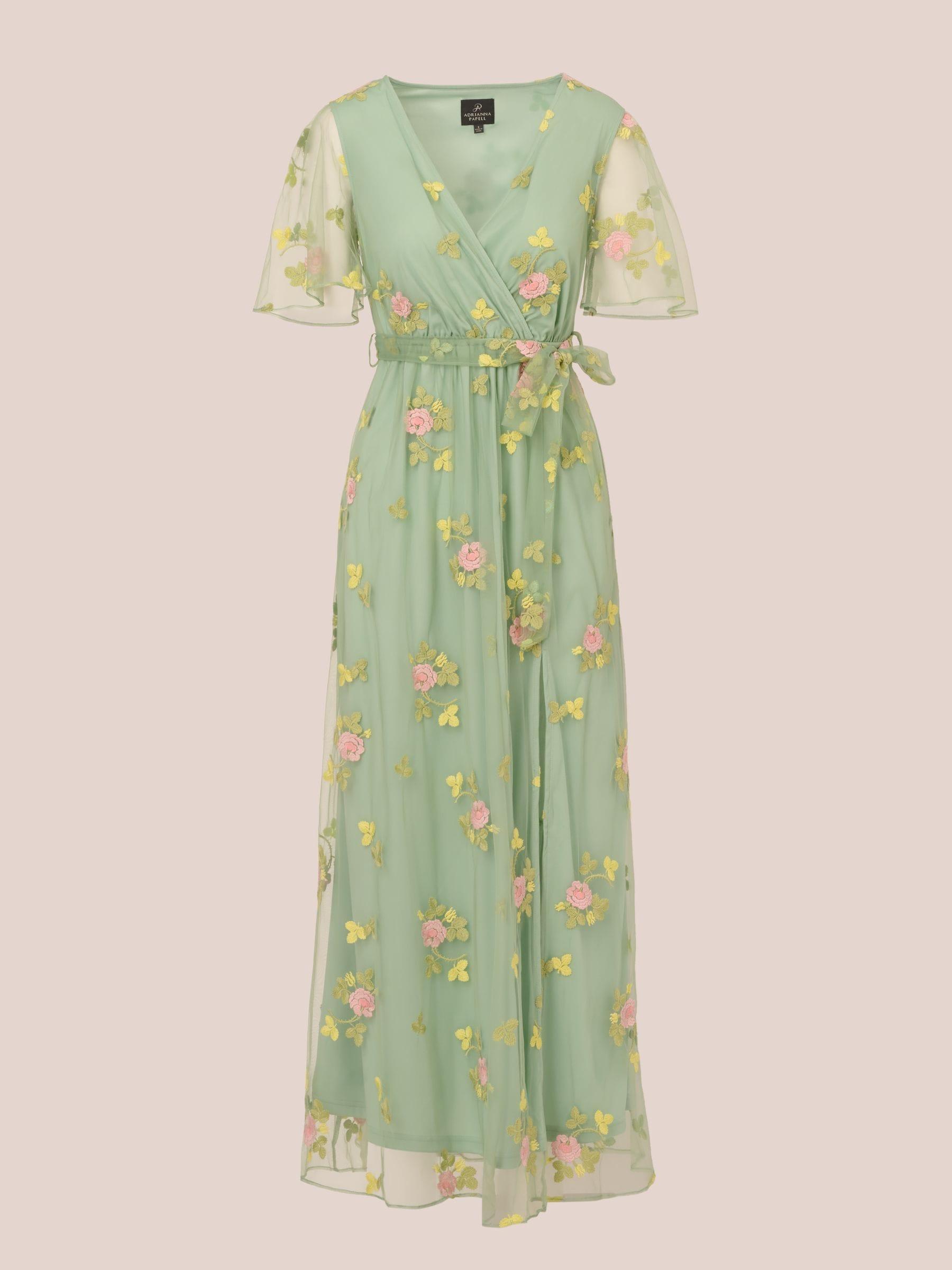 adrianna papell embroidered overlay dress Ebony Embroidered Denim Mini Dress / Cream | MESHKI main image 1