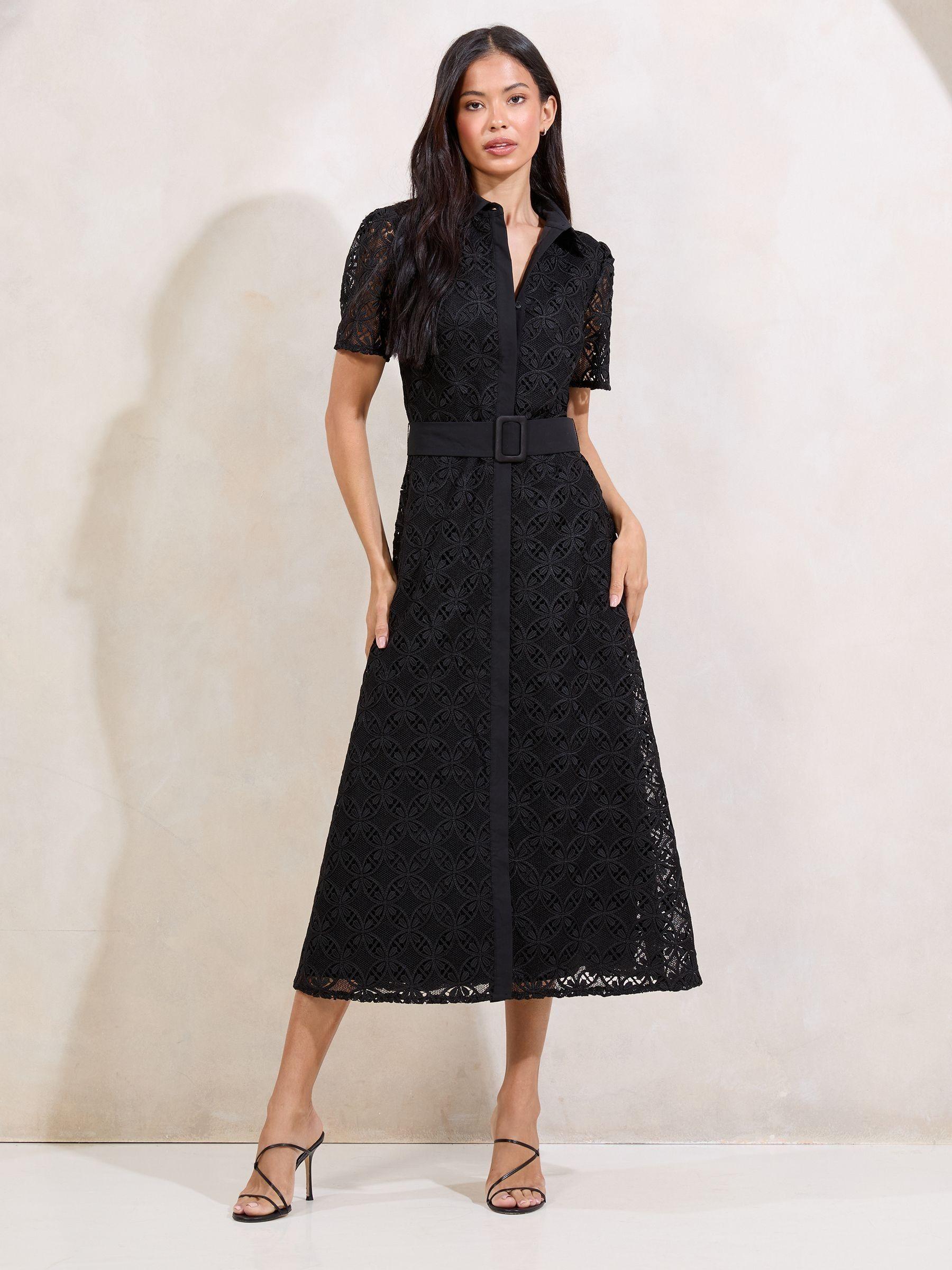 Dresses Midi Dress Lipsy Embroidered Button Dress Buy Lipsy Black Premium  Lace Belted Shirt Dress From