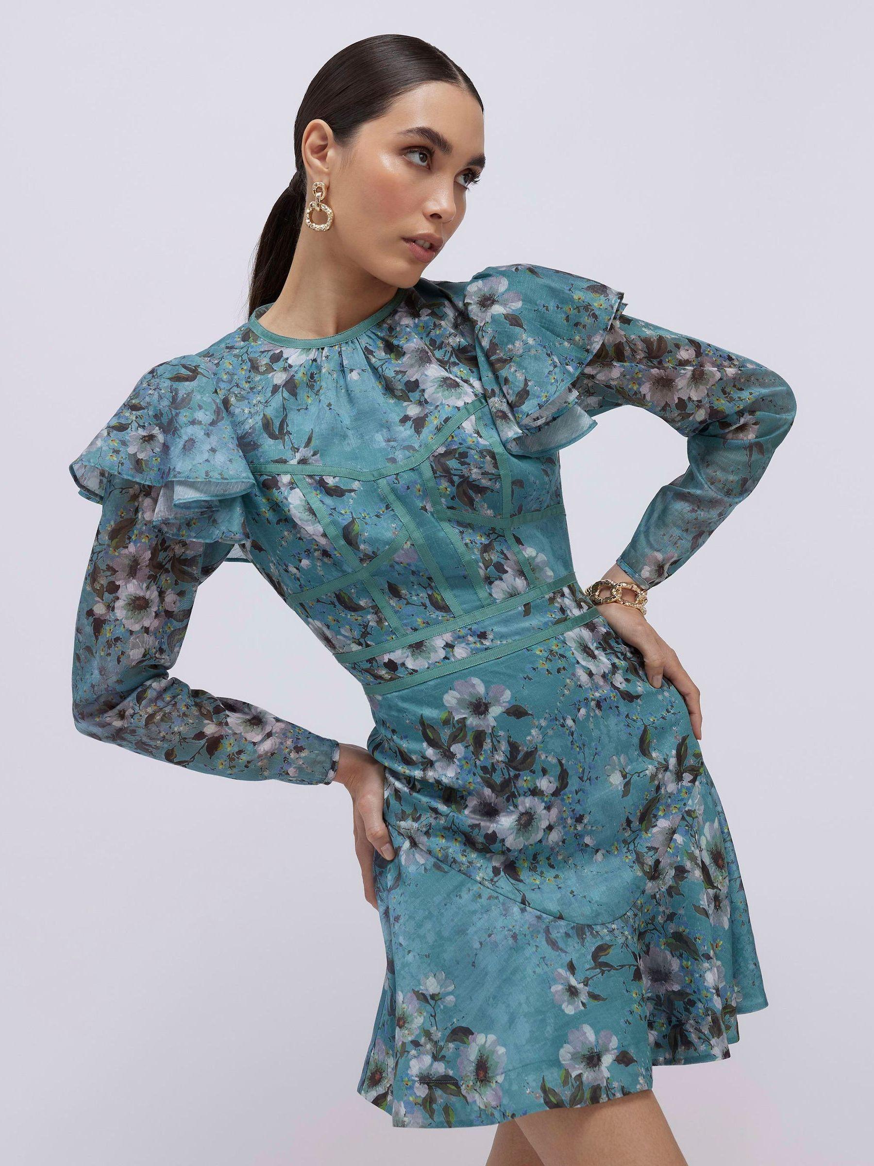 green dress with yellow collar Green Peter Pan Collar Cord Cassis Mini Dress main image 1