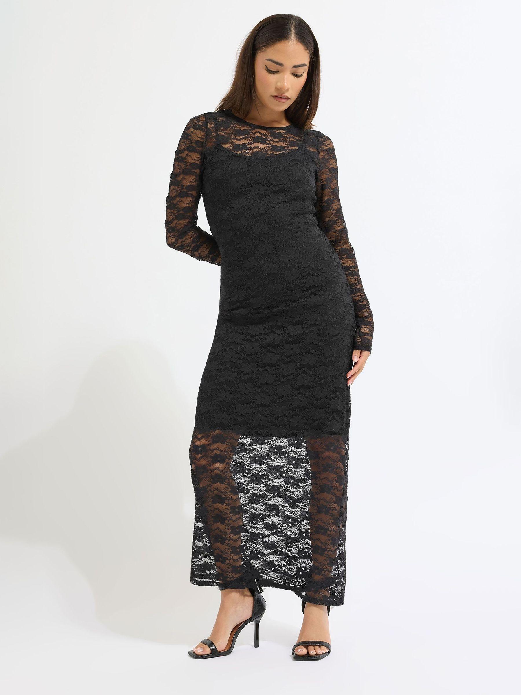 chinese dress ladies Dalzine Long Sleeve Mini Dress Petite | Black | Womens