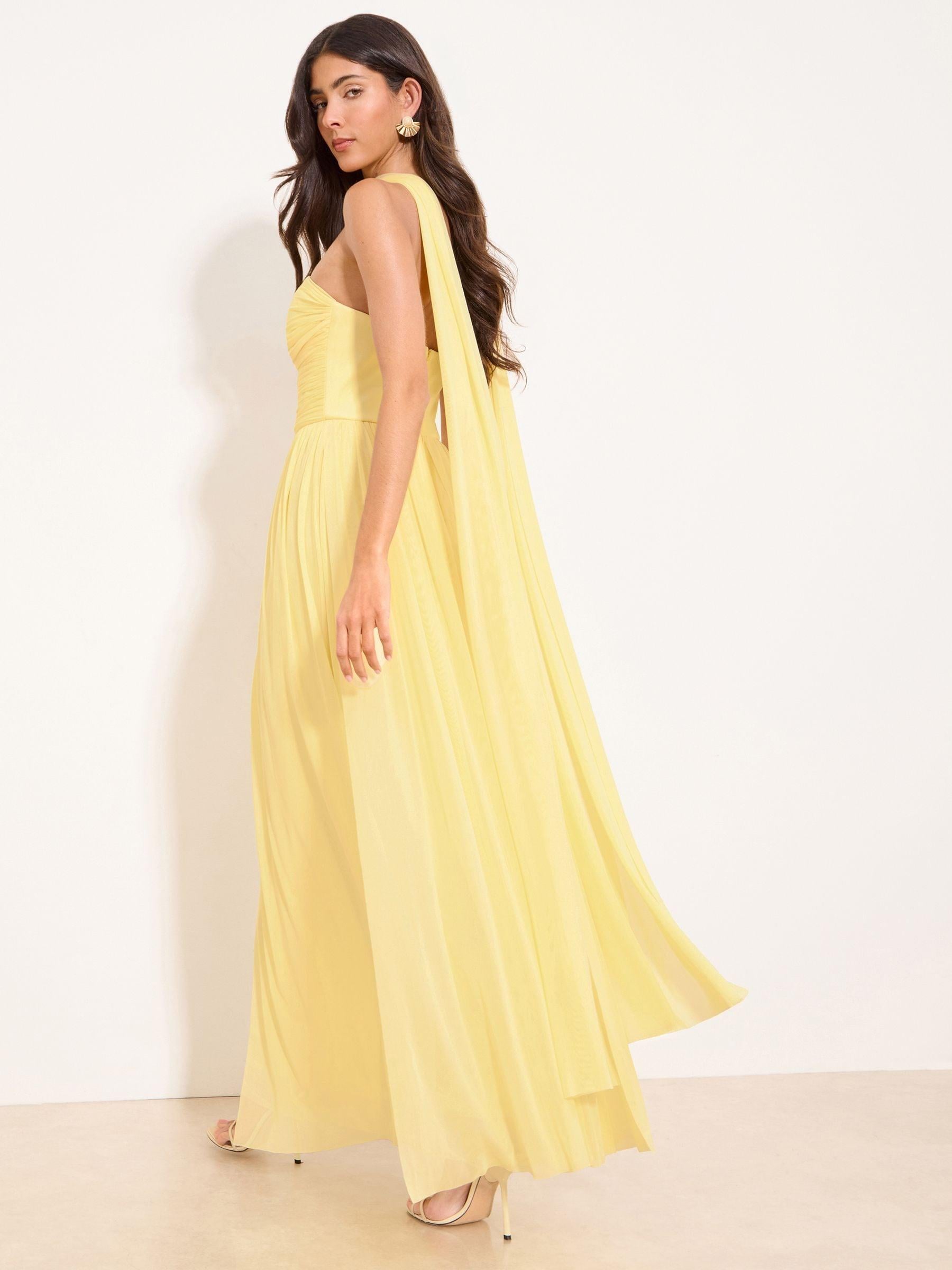chinese dress ladies Annie Champagne Satin Bardot Maxi Dress With Split Wrap Skirt – Club L  London main image 1