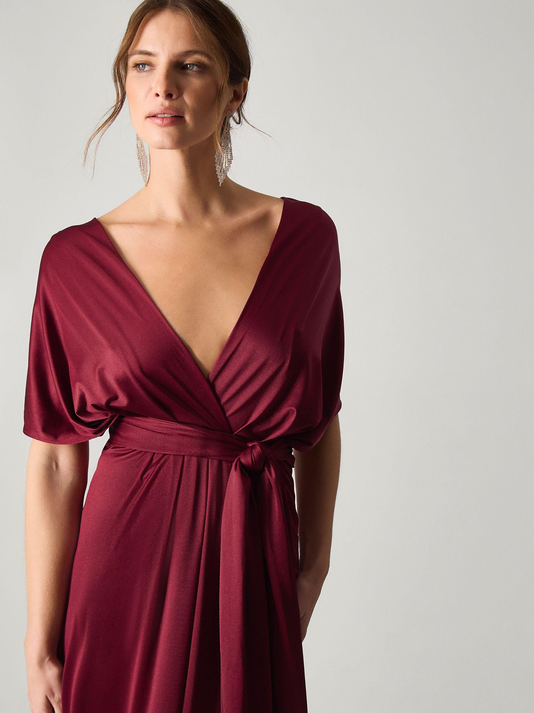 long sleeve burgundy dresses for women Women's Style Essence Long Sleeve Midi Dress in Burgundy Red main image 1
