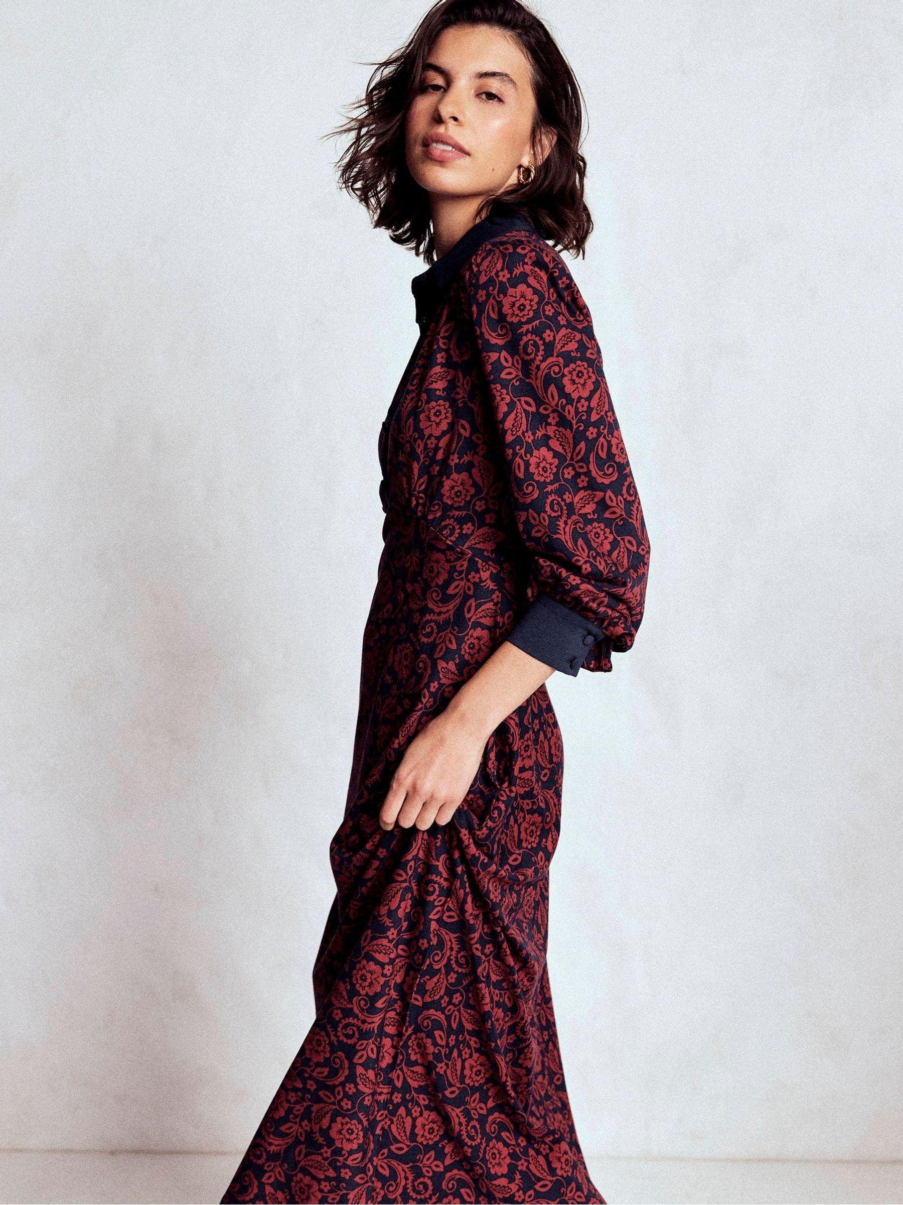 open lace back dress Smocked Jersey Shirt Dress-Merida Red, Decorative Blossom