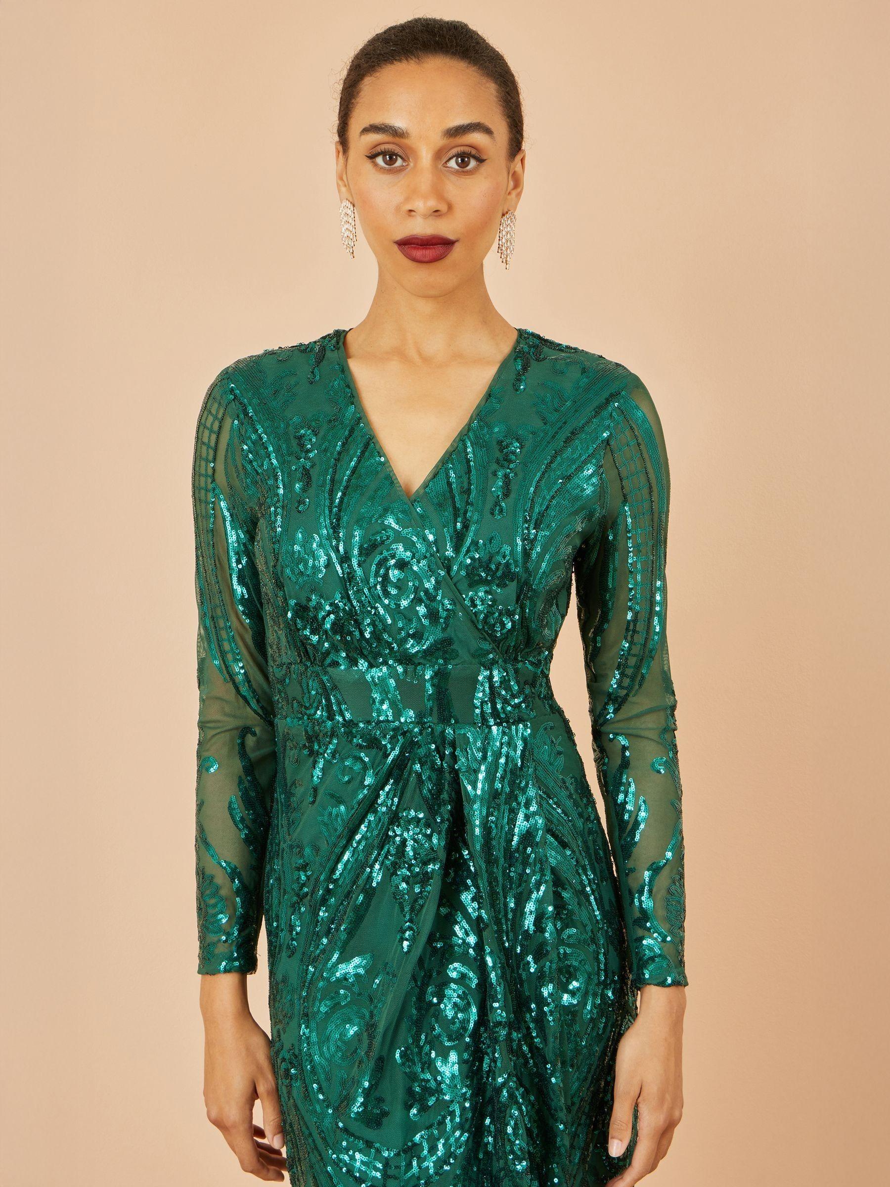 Designer Green Sequin Wrap Dresses for Women - Up to 70% off | Lyst