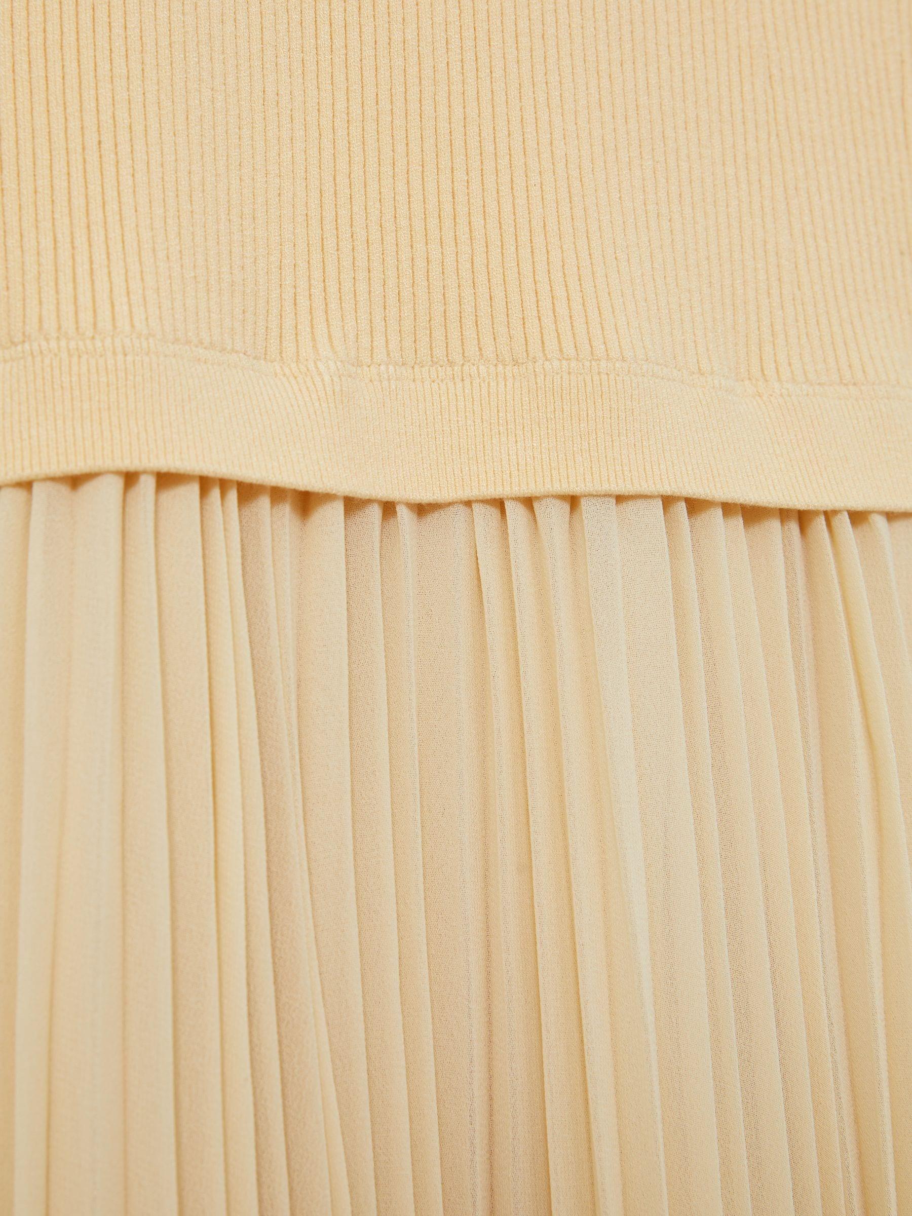 【海外限定】REISSドレス☆Milana Pleated Skirt Ribbed Midi Dr Reiss Milana - Yellow Pleated Skirt Ribbed Midi Dress, Us 14