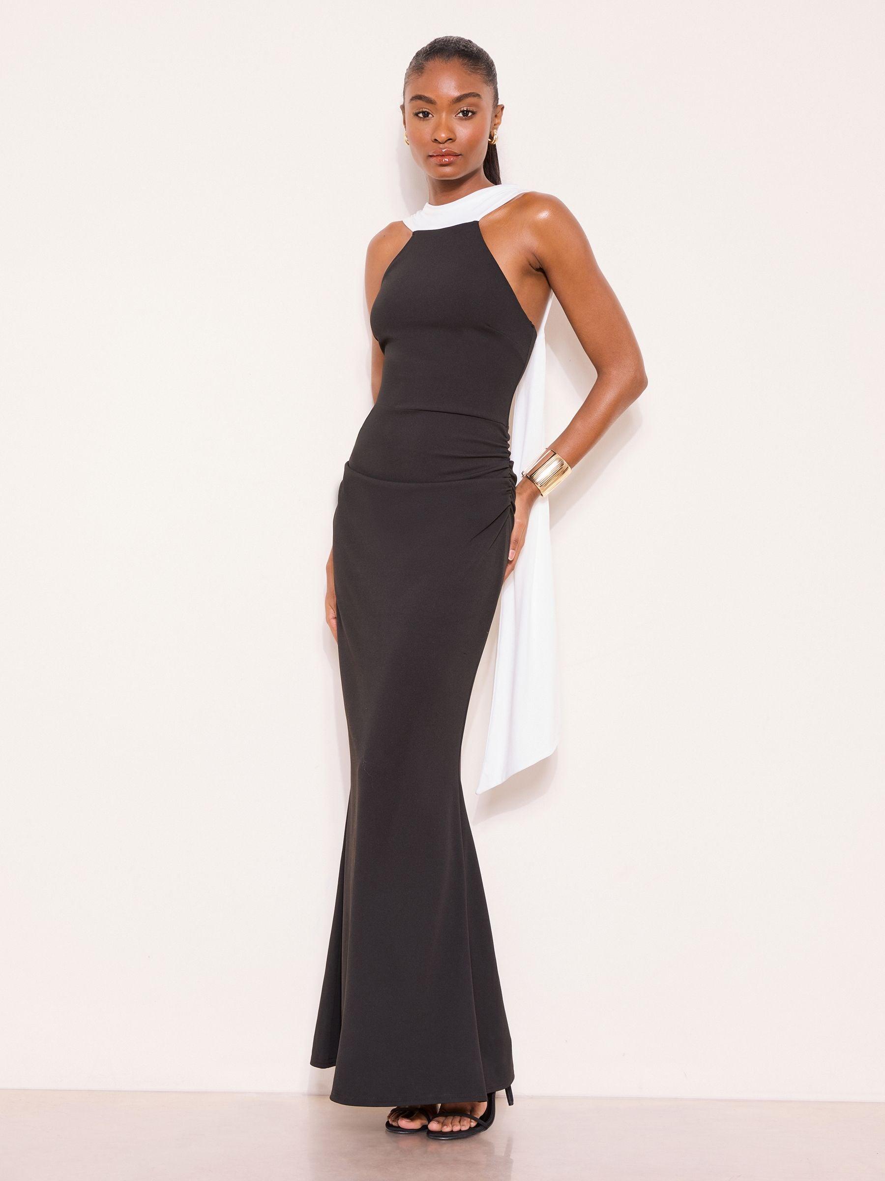lipsy black halter neck dress Lipsy Halter Neck Split Leg Jumpsuit in Black